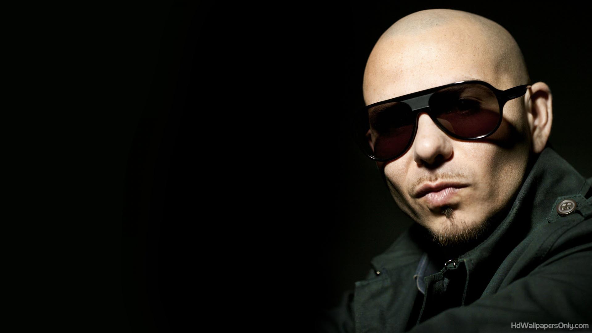 Pitbull, Occhiali da sole, Ritratto, Sfondo nero, Full HD, wallpaper desktop