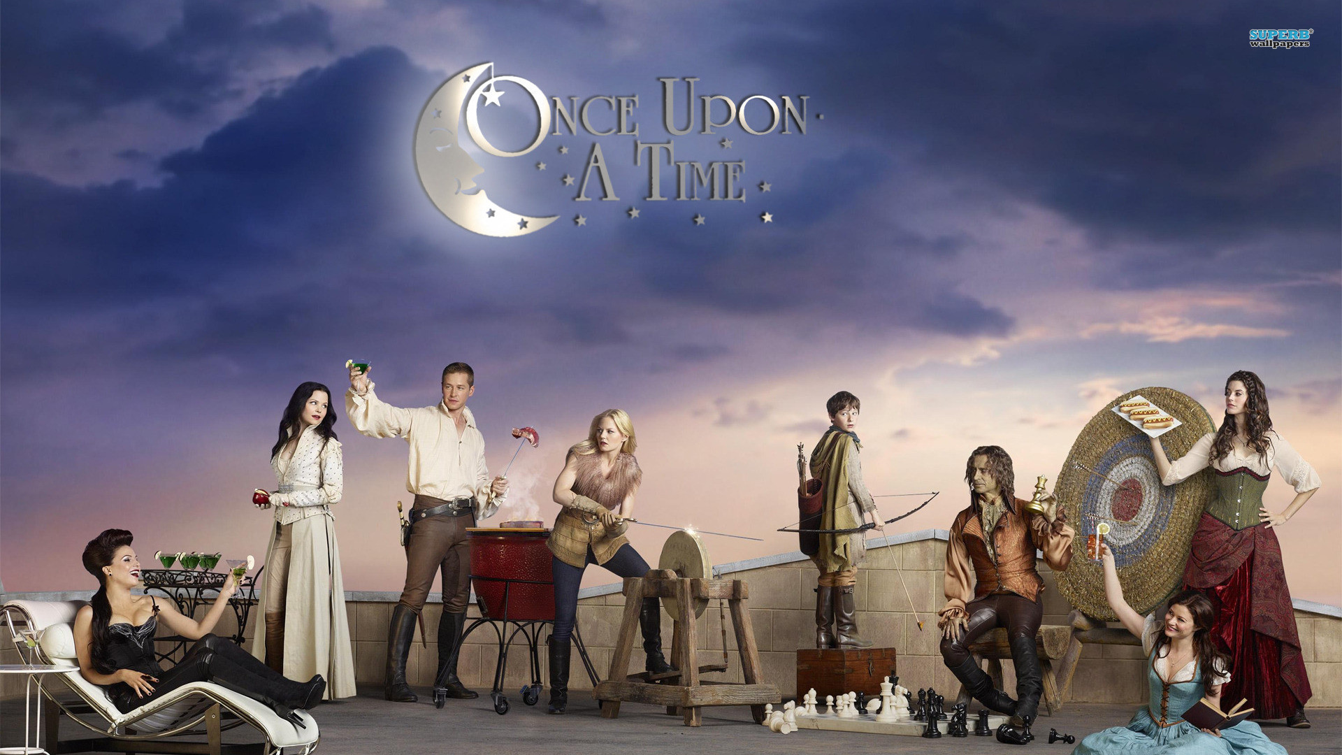 C'era una volta, Once Upon a Time, Cast, Logo, Luna, 1920x1080, immagine di sfondo