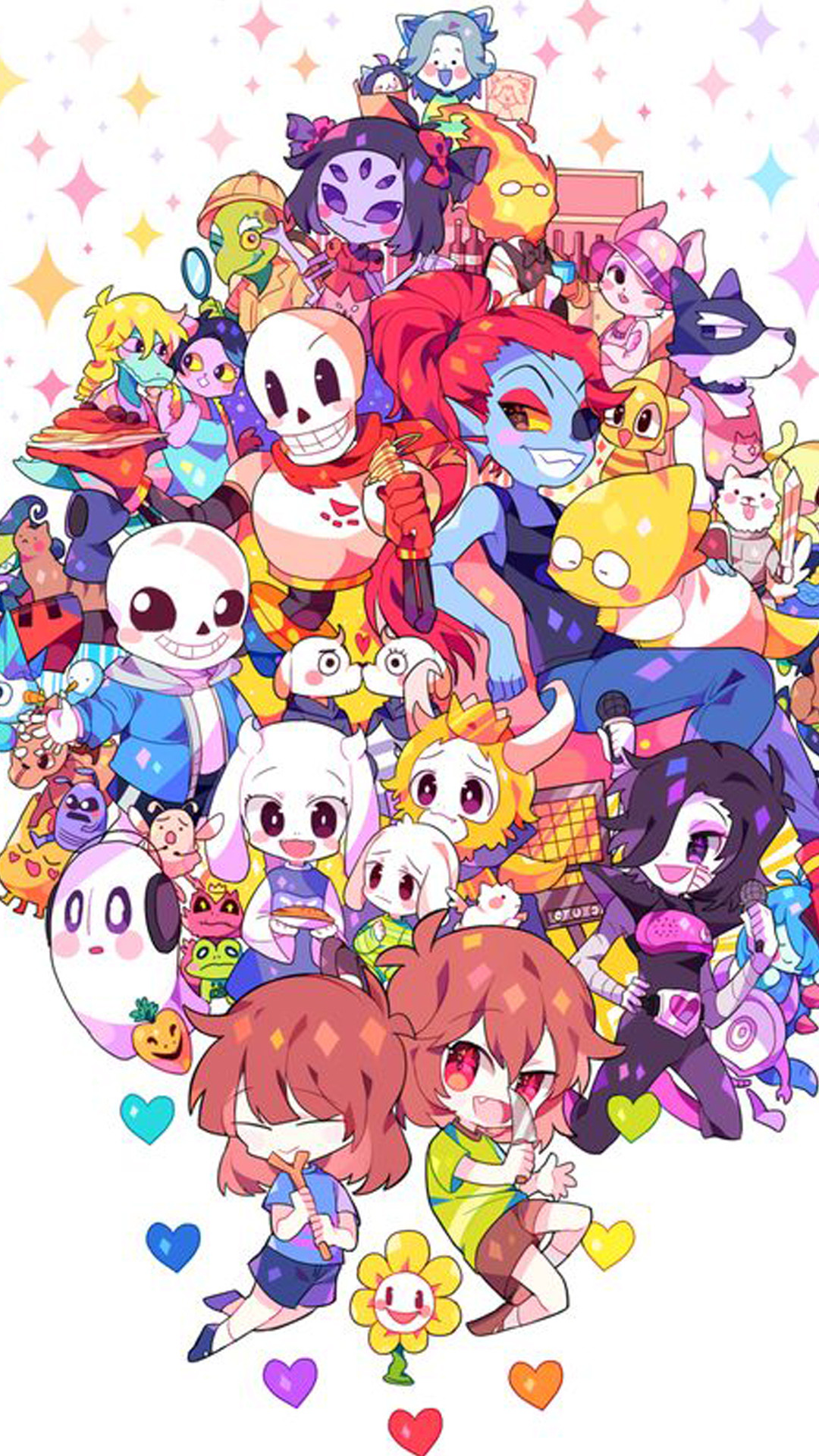 Undertale, Personaggi, Sans, Papyrus, Chibi, Full HD, schermata di blocco del cellulare