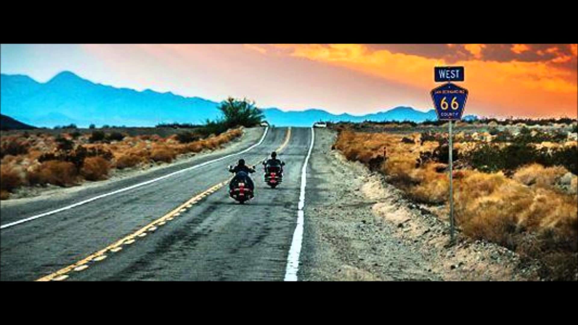 Route 66, Motociclisti, Deserto, Cartello US 66, 1920x1080, immagine di sfondo