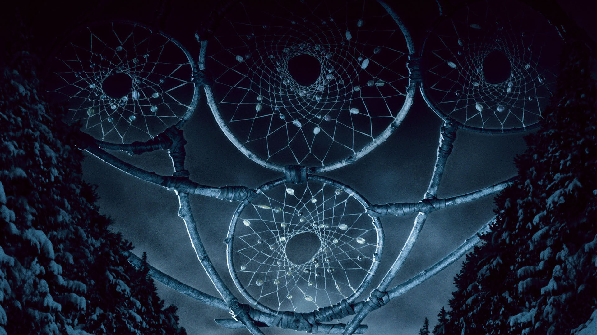 Acchiappasogni, Foresta, Notte, Blu, Full HD 1080p, sfondo desktop