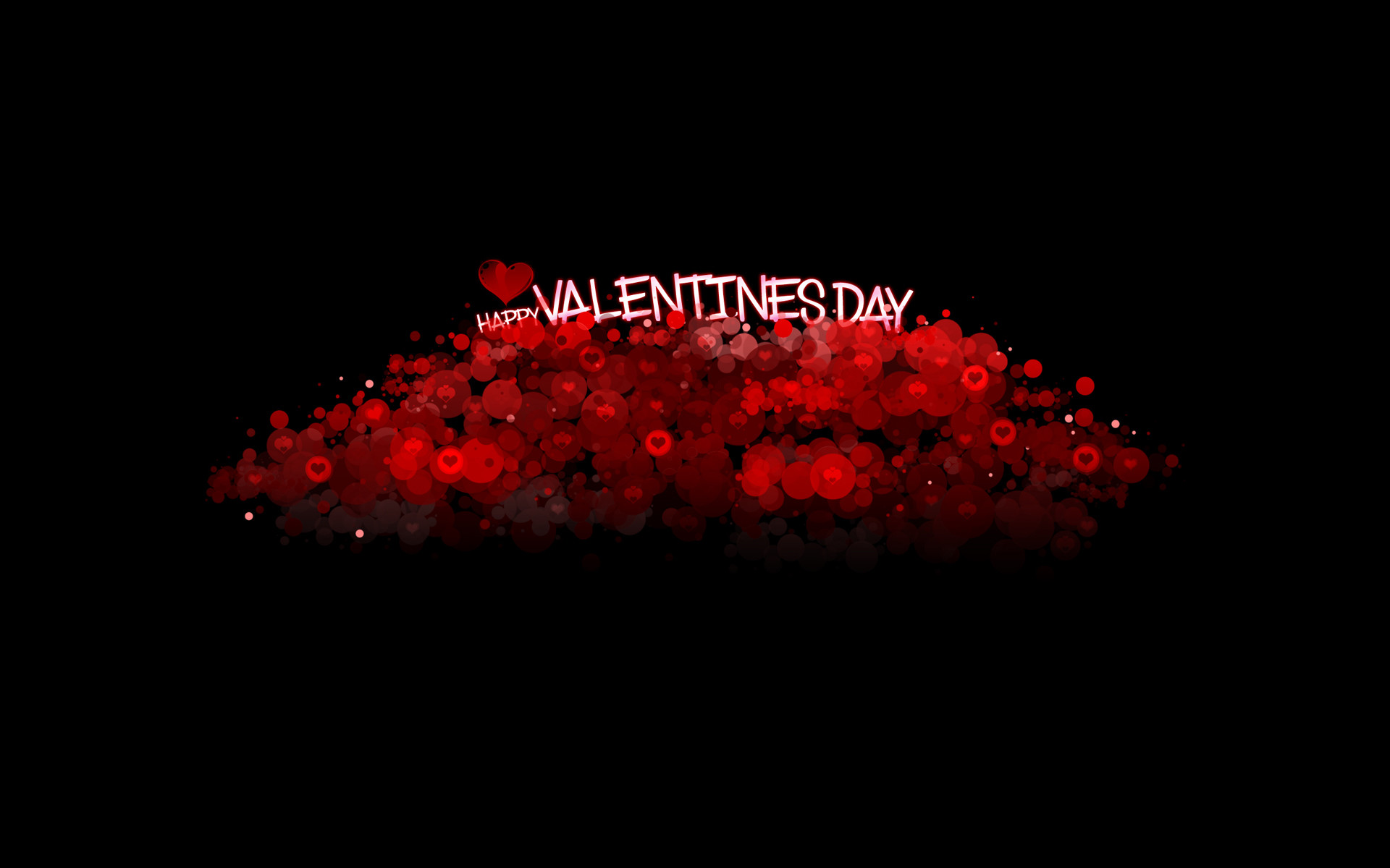 Happy Valentine's Day, Cuori rossi, Sfondo nero, Full HD, wallpaper per portatile