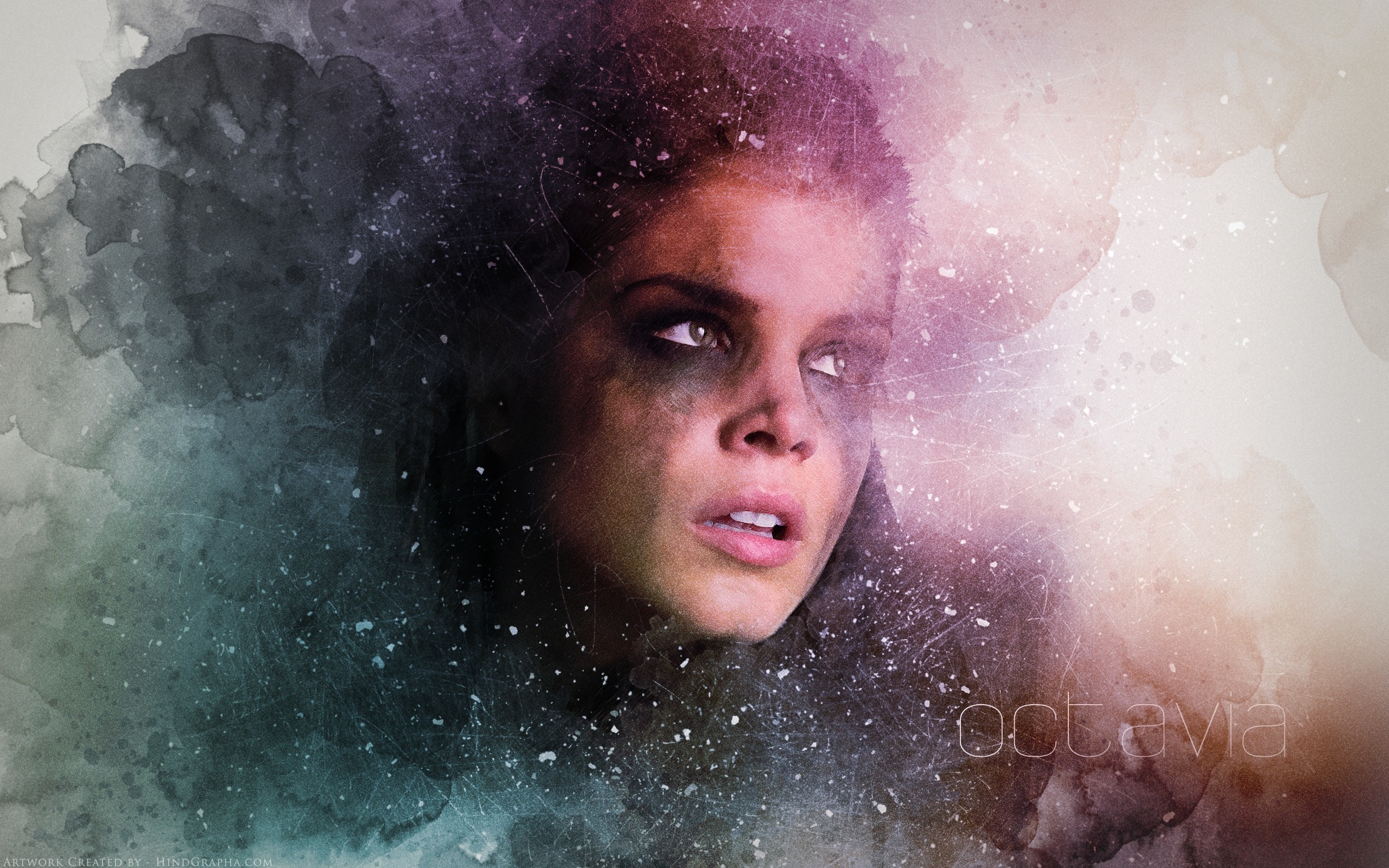 Marie Avgeropoulos, Octavia Blake, The 100, Acquerello, 2K, sfondo per PC
