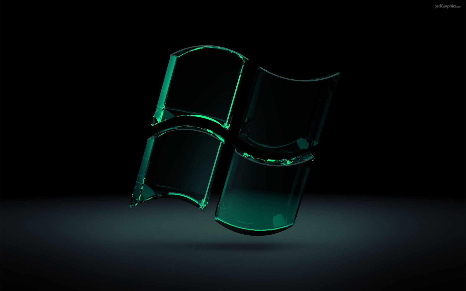Logo Windows, Vetro verde, Sfondo nero, 1920x1200, wallpaper desktop