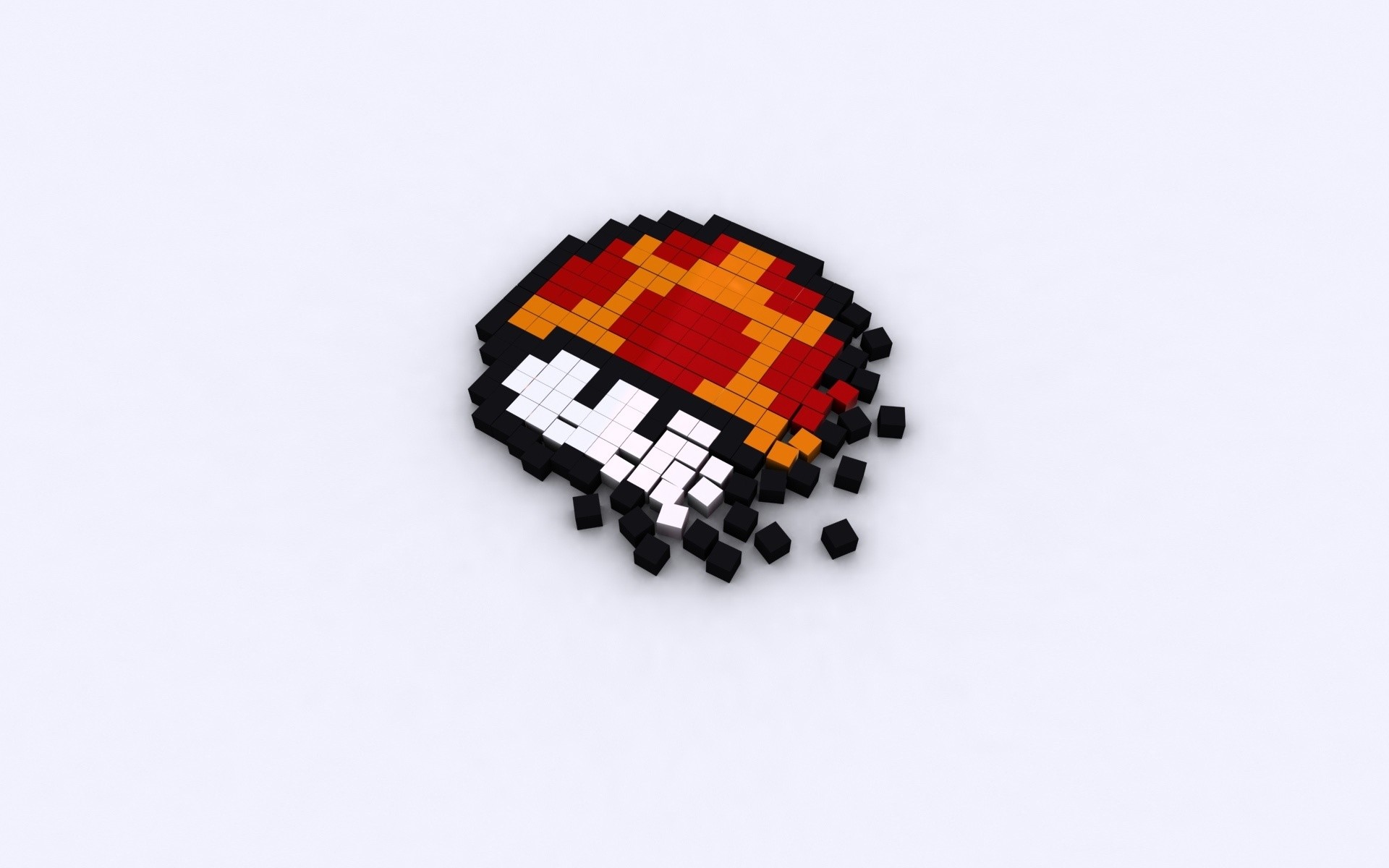 Super Fungo, Pixel art, Voxel, Sfondo bianco, 1920x1200, wallpaper desktop