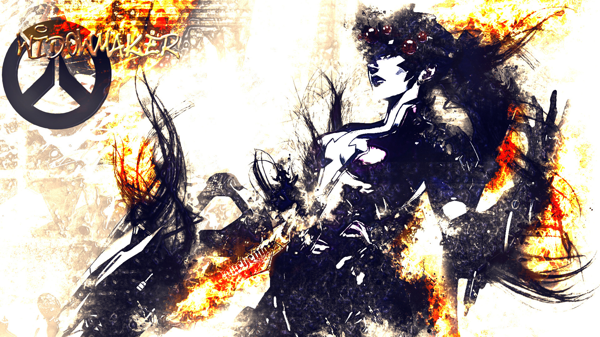 Overwatch, Widowmaker, Stile pittorico, Logo, Full HD, sfondo per portatile