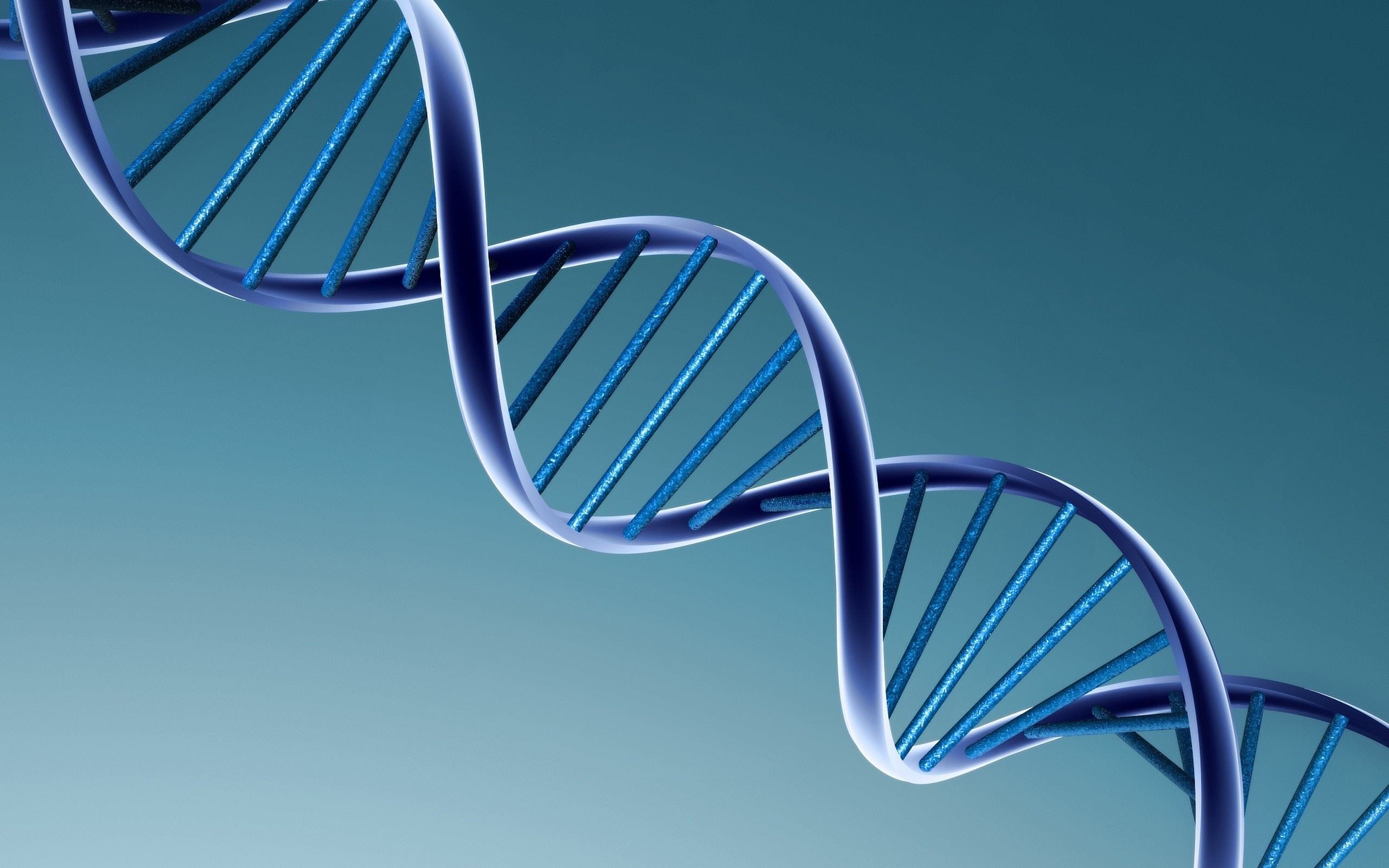 DNA, Doppia elica, Blu, Rendering 3D, 2K, sfondo per PC