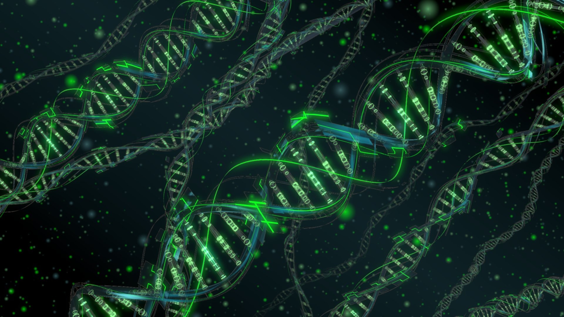 DNA, Eliche verdi, Sfondo scuro, Full HD, wallpaper per portatile