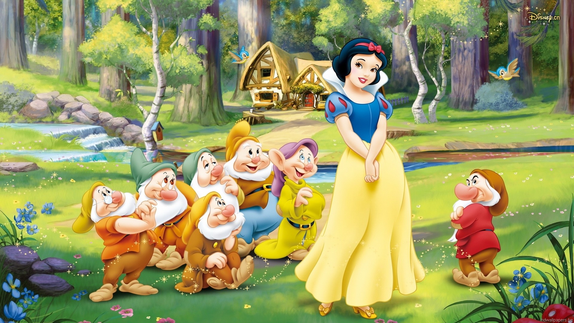 Biancaneve, Sette nani, Disney, Bosco, Full HD 1080p, sfondo desktop