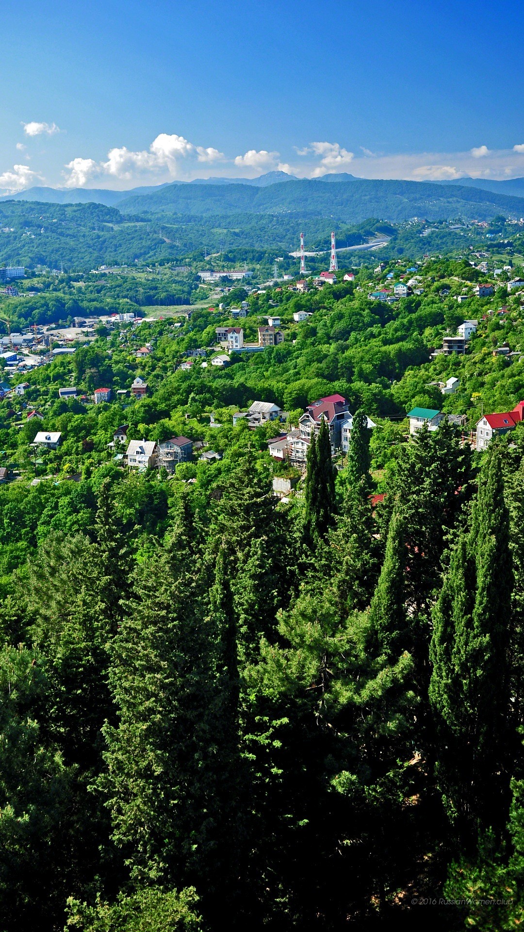 Foresta, Colline, Cielo azzurro, Panorama, wallpaper Huawei P9