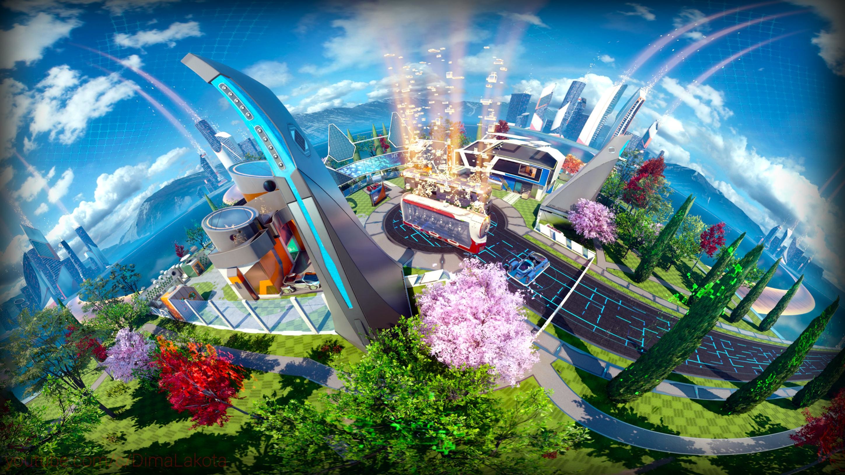 Call of Duty: Black Ops III, Mappa, Città futuristica, Vista panoramica, sfondo 2K per PC