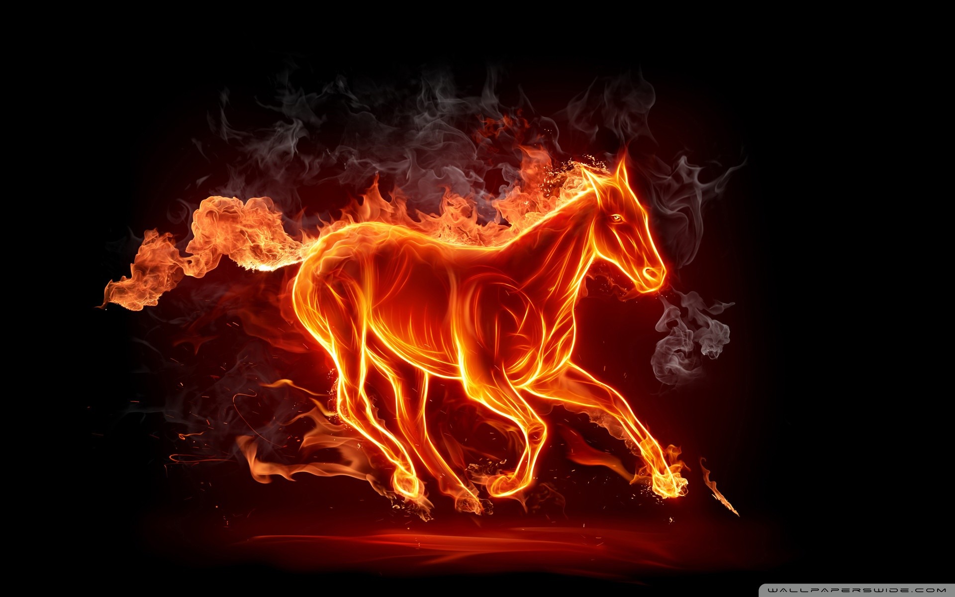 Cavallo di fuoco, Cavallo, Fiamme, Arte digitale, Full HD, sfondo Windows 11