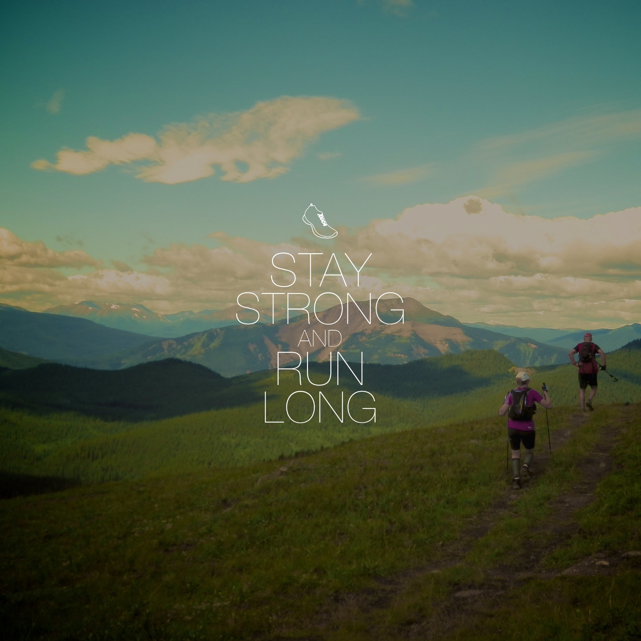 Stay Strong and Run Long, Trail running, Montagne, Prato, Full HD, sfondo per iPad e tablet