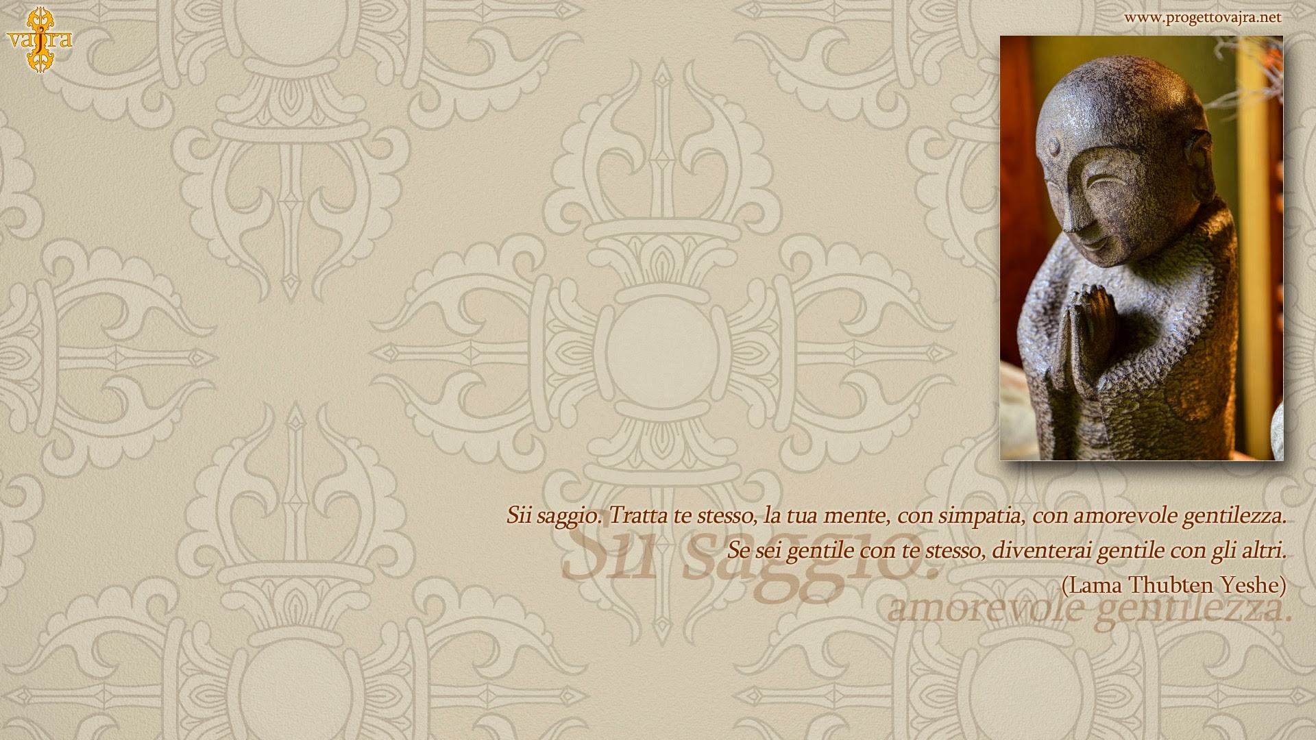 Statua di Jizo, Lama Thubten Yeshe, Citazione, Gentilezza amorevole, sfondo Full HD per computer