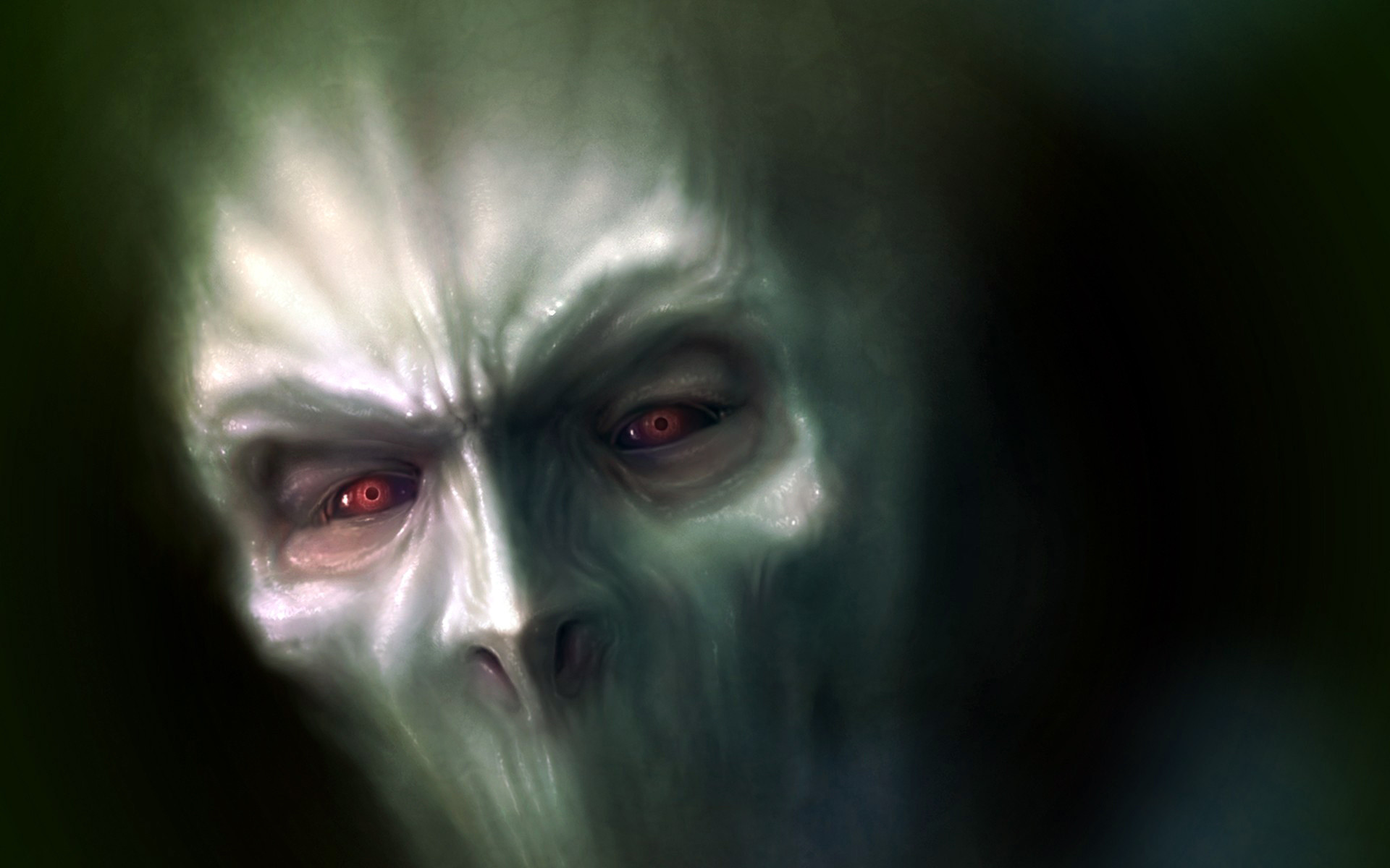 Volto demoniaco, Occhi rossi, Verde, 1920x1200, sfondo per PC