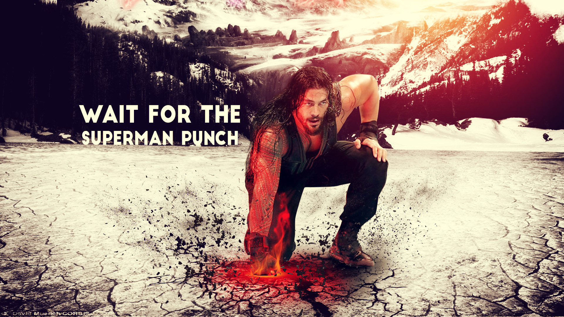 Roman Reigns, WWE, Superman Punch, Citazione, Montagne, Full HD, sfondo Windows 11