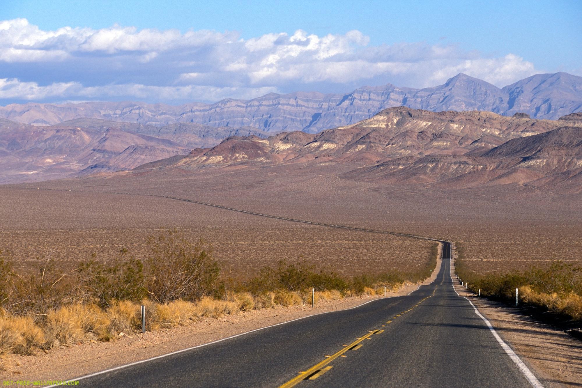 Deserto del Mojave, Strada, California, Montagne, Deserto, Full HD, sfondo Windows 11