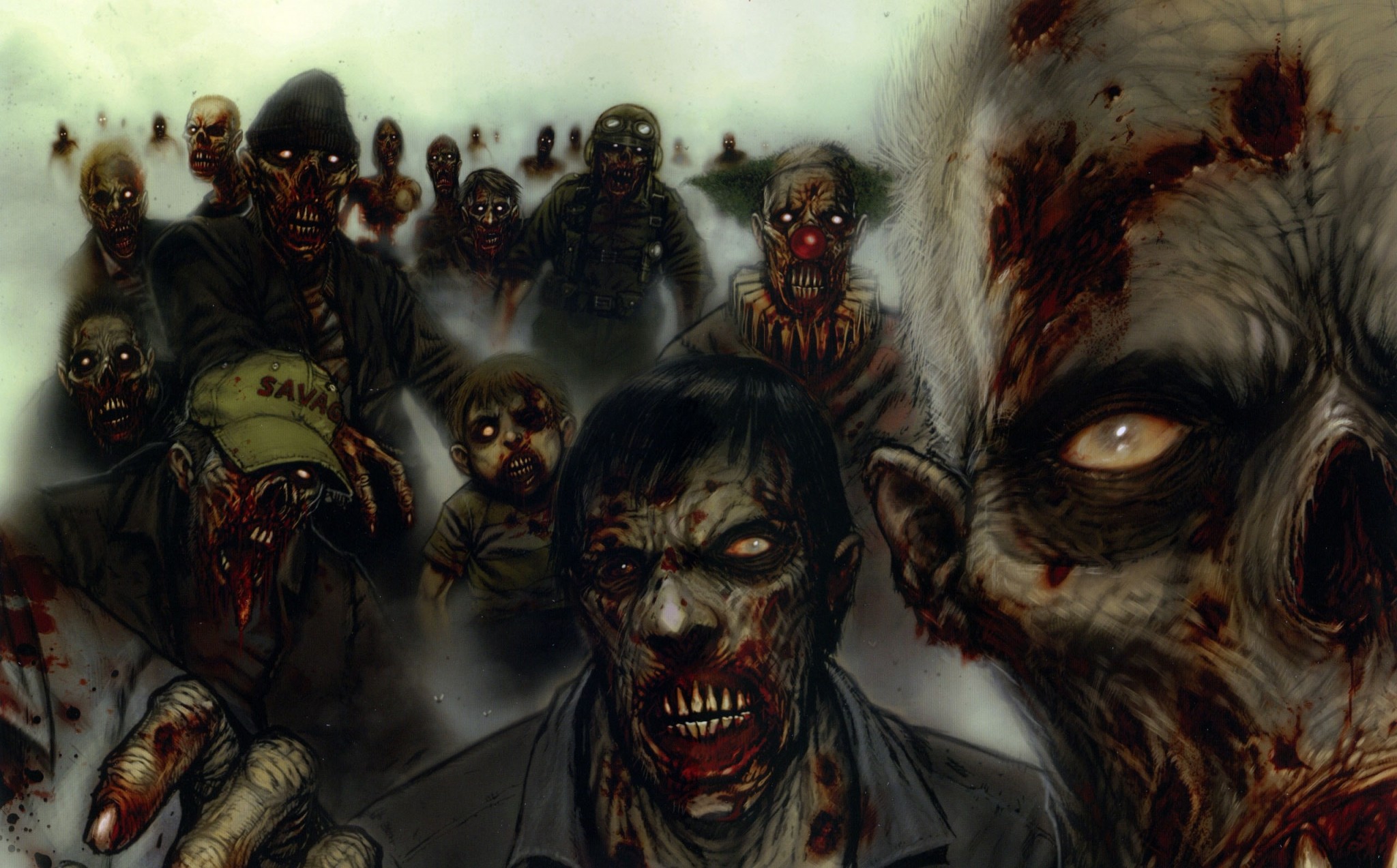 Zombi, Orda, Pittura, Horror, Sangue, 2048x1273, sfondo MacBook Pro