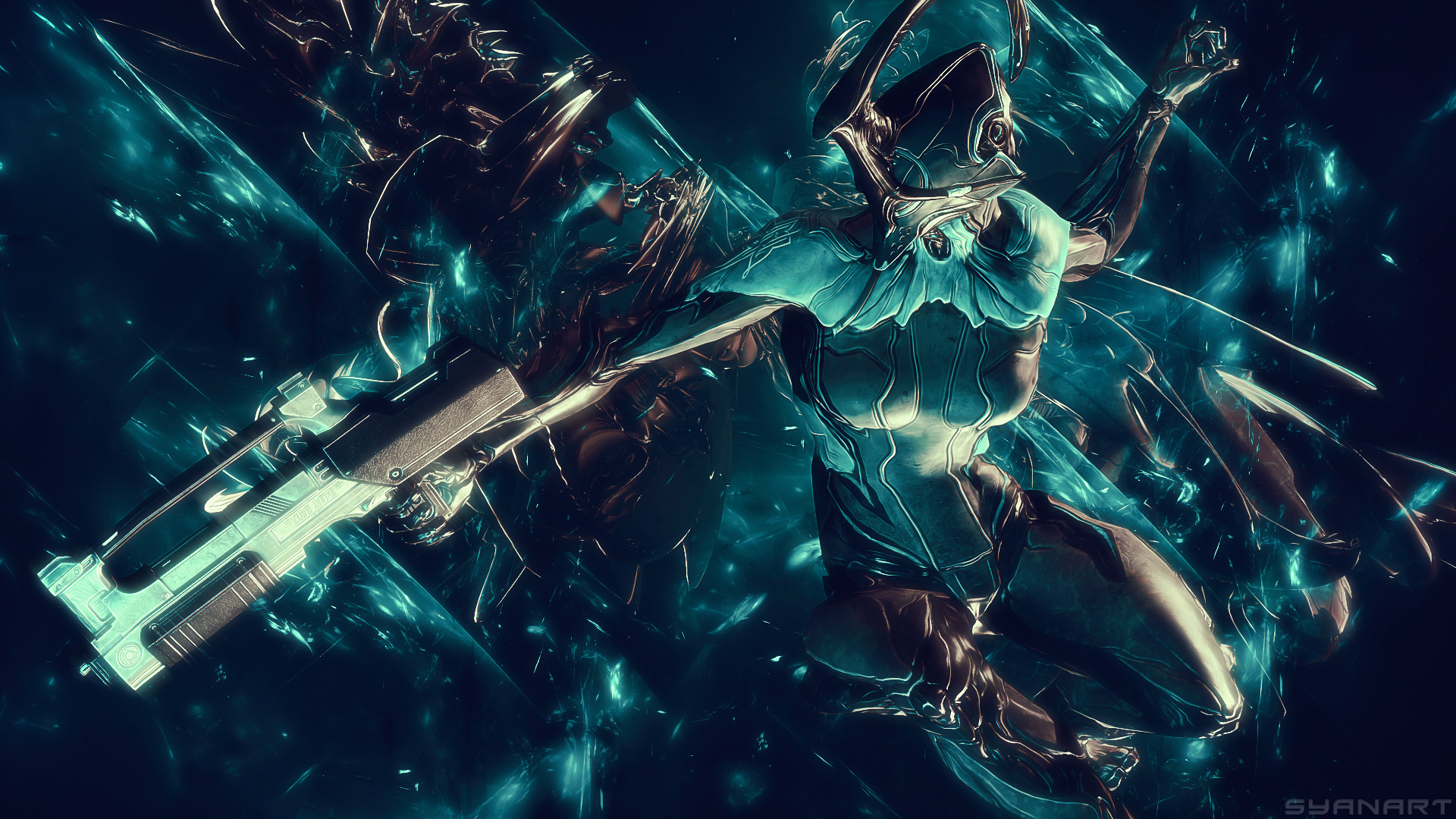 Warframe, Nova, Arte digitale, Verde acqua, 16:9 Full HD, sfondo widescreen