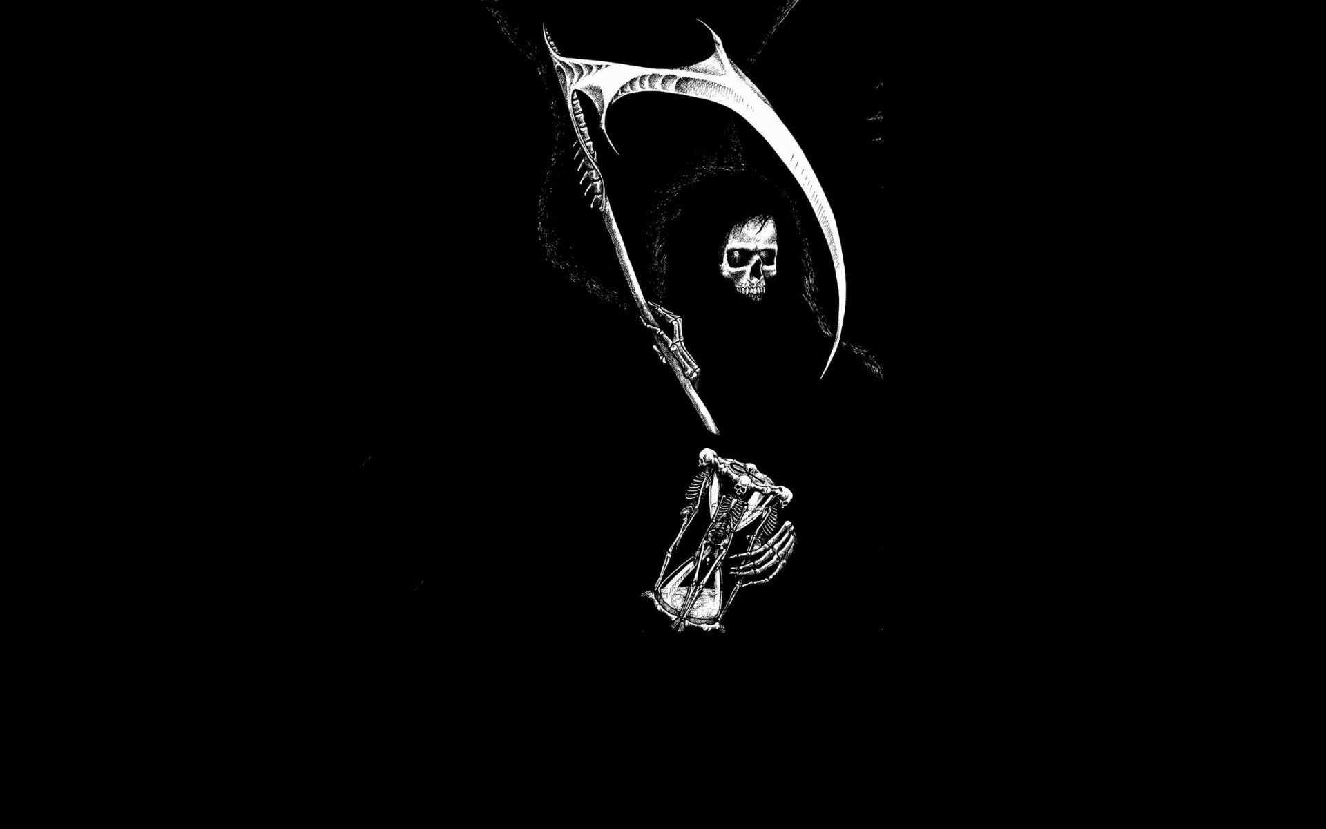 Mietitore, Falce, Sfondo nero, Minimalismo, 16:10 Full HD, wallpaper widescreen