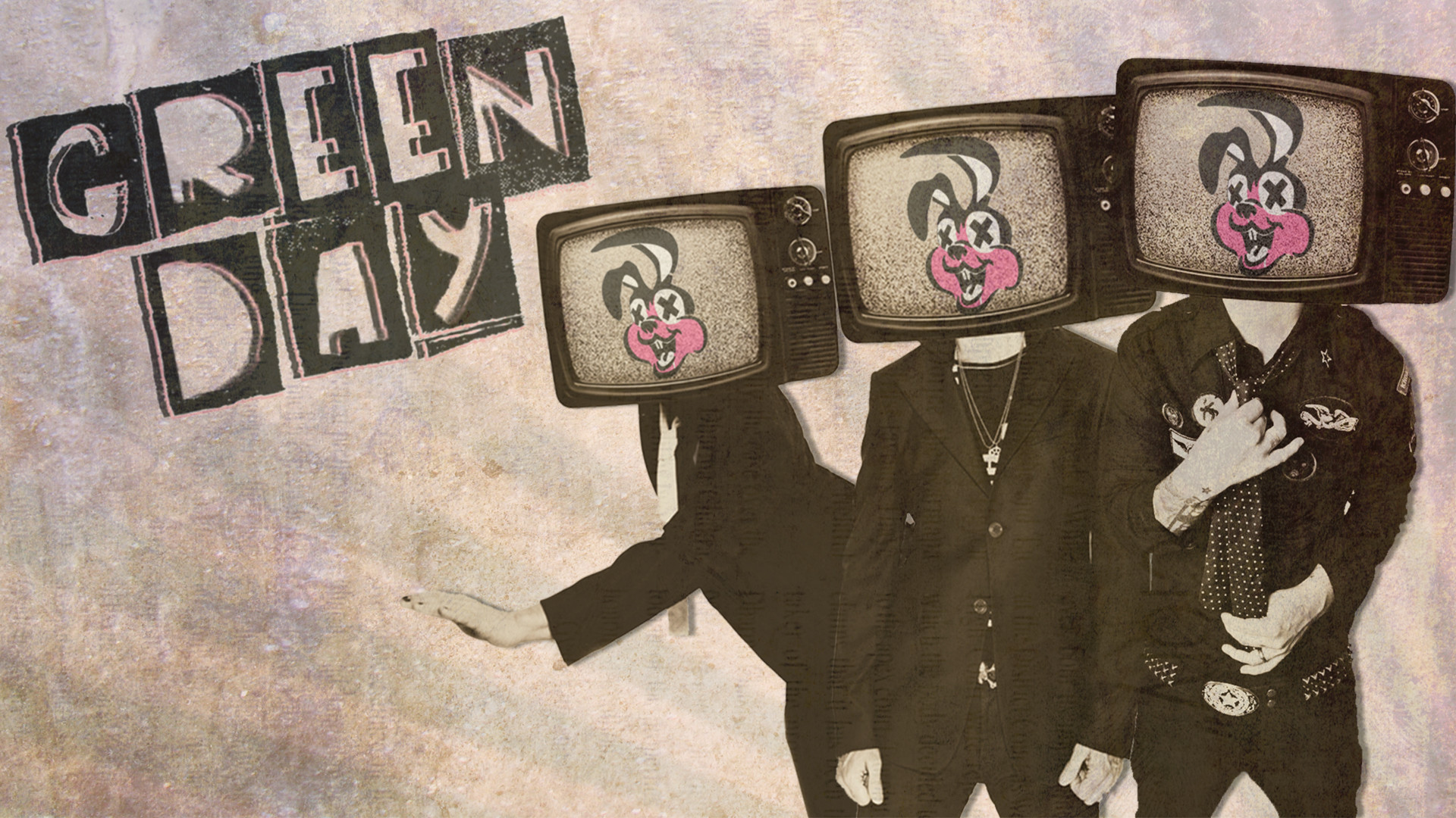 Green Day, ¡Uno! ¡Dos! ¡Tré!, Televisori, Coniglietto, 1920x1080, wallpaper desktop