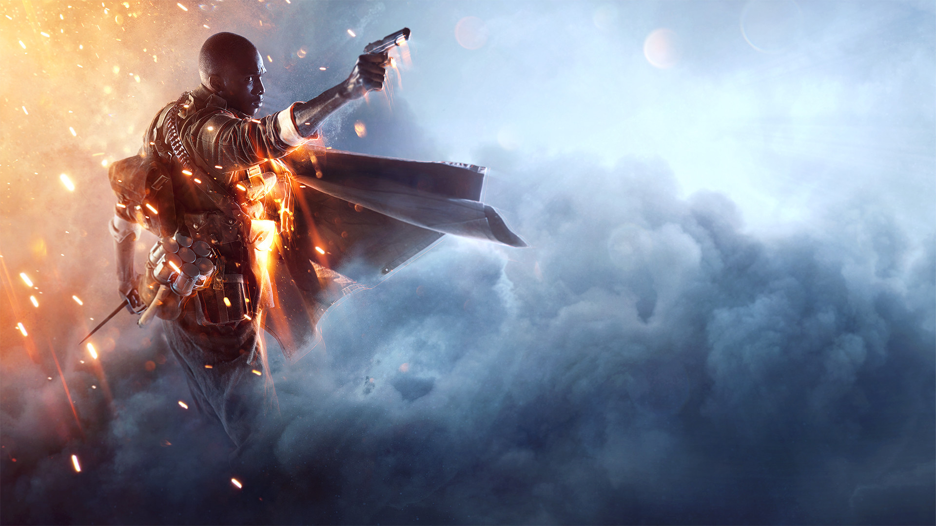 Battlefield 1, Soldato, Pistola, Mantello, Nuvole, Full HD, sfondo per portatile