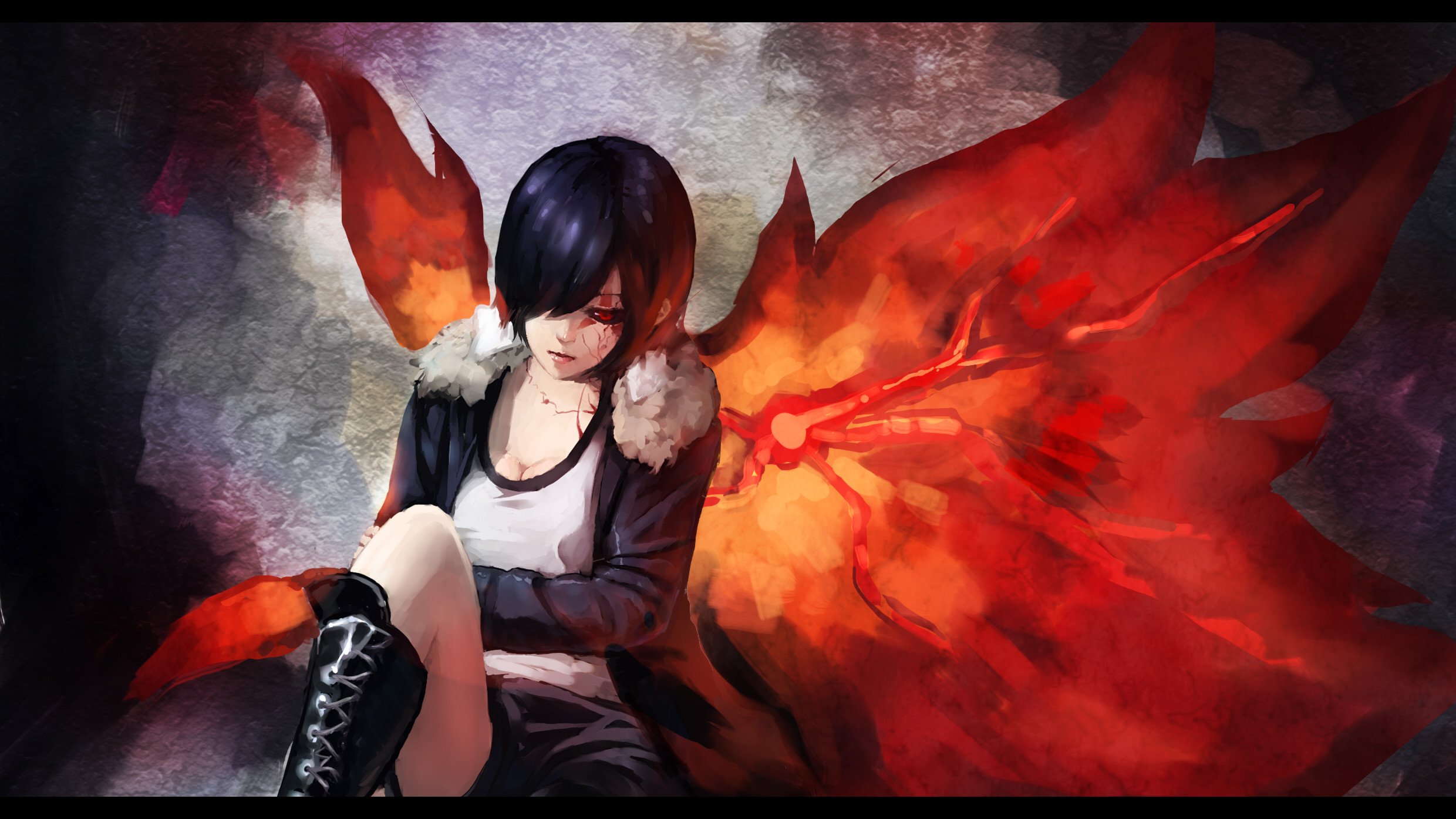Touka Kirishima, Tokyo Ghoul, Kagune, Ali, 16:9 Full HD, sfondo widescreen