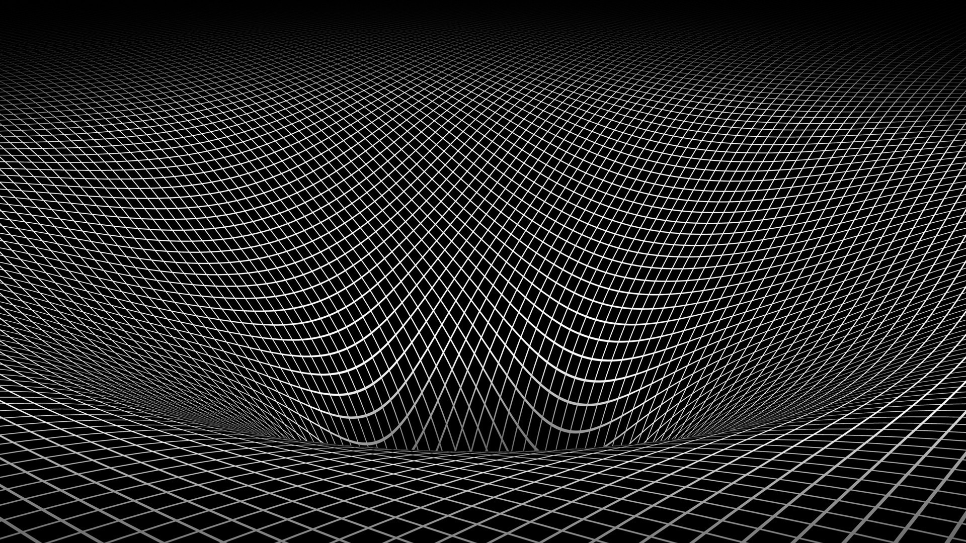 Griglia 3D, Wireframe, Bianco e nero, Full HD, wallpaper per computer