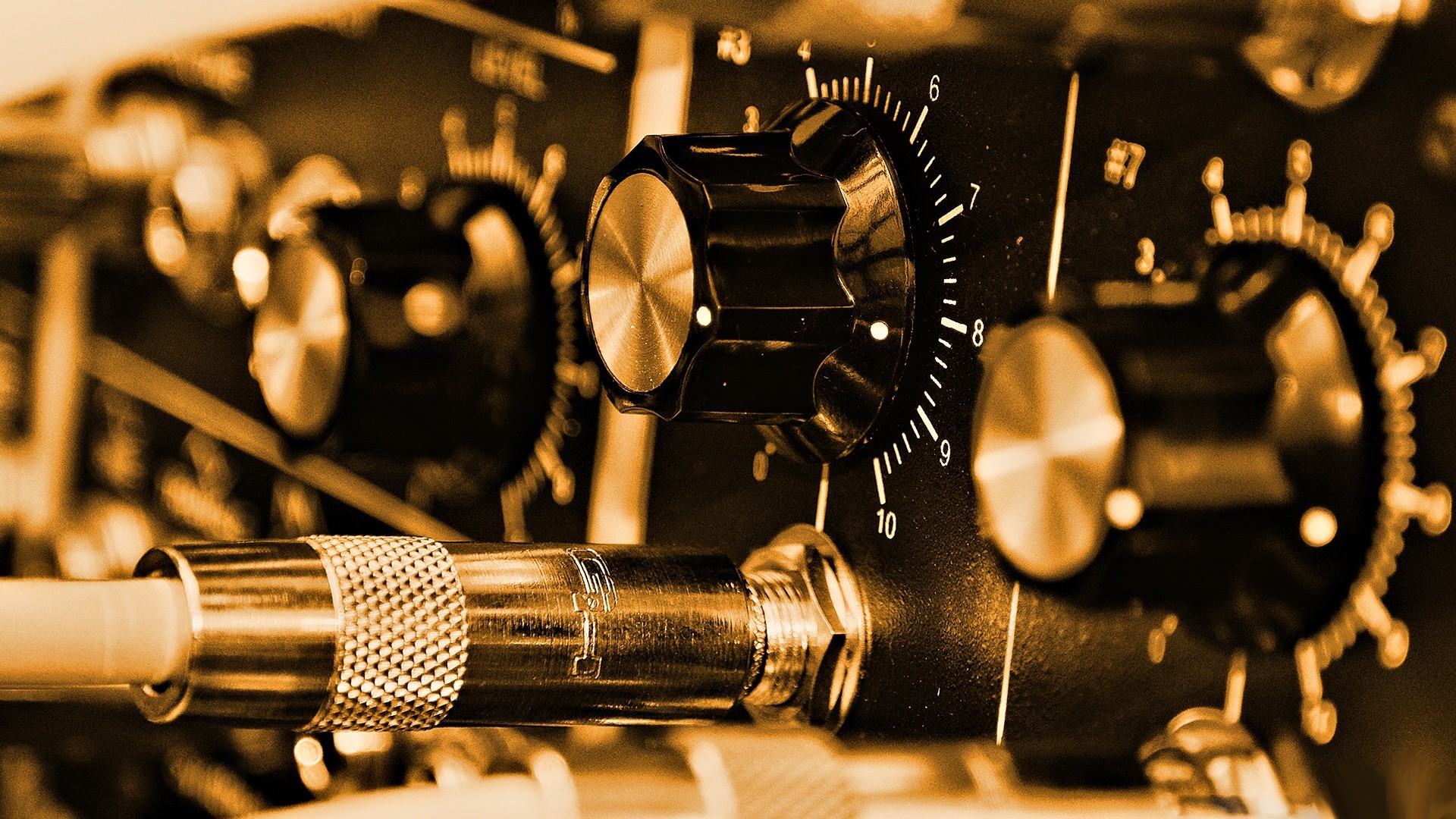 Amplificatore, Manopole, Jack, Seppia, 1920x1080, immagine di sfondo