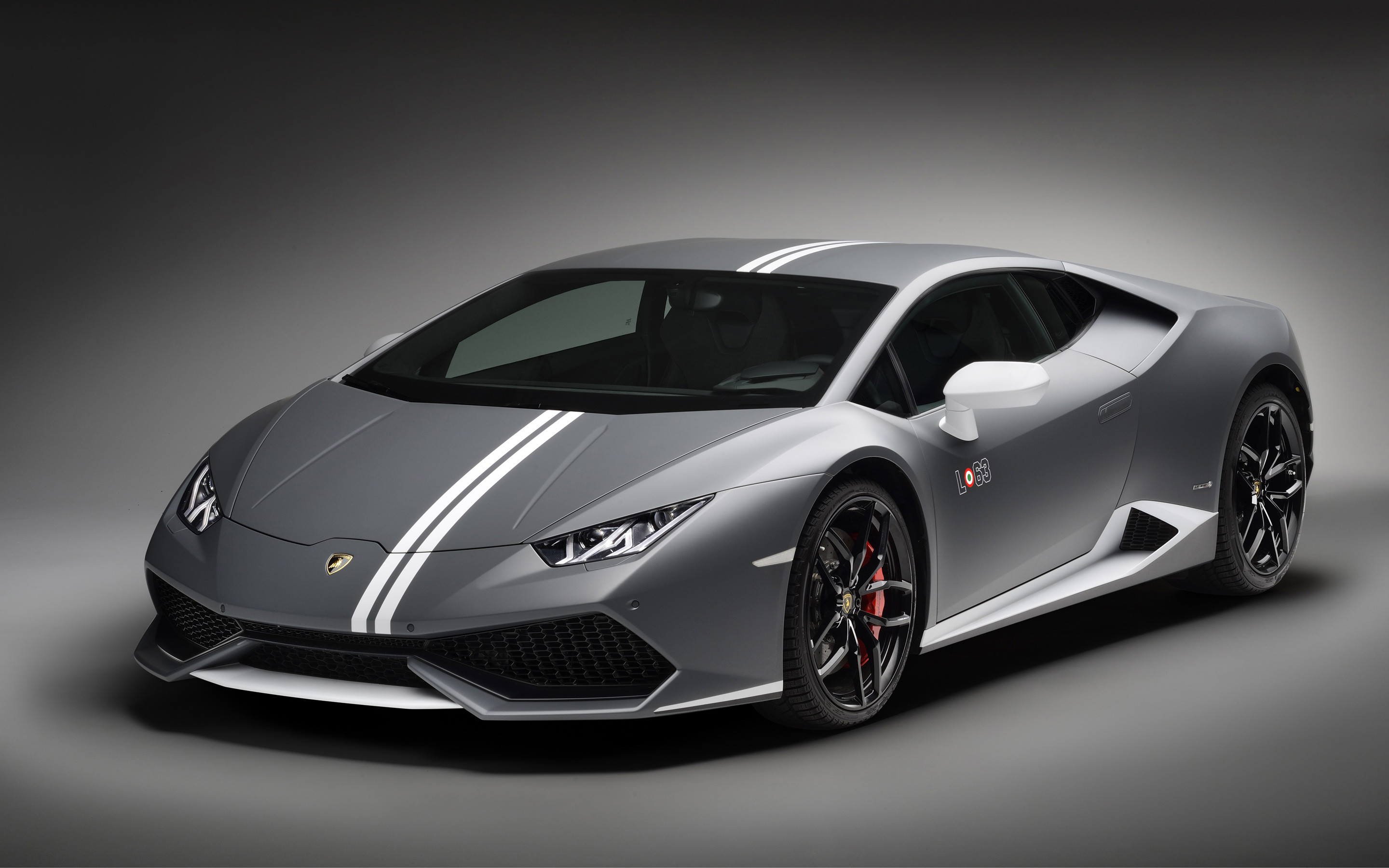 Lamborghini Huracán LP 610-4 Avio, Grigio, Strisce, Studio, 2K, wallpaper per portatile