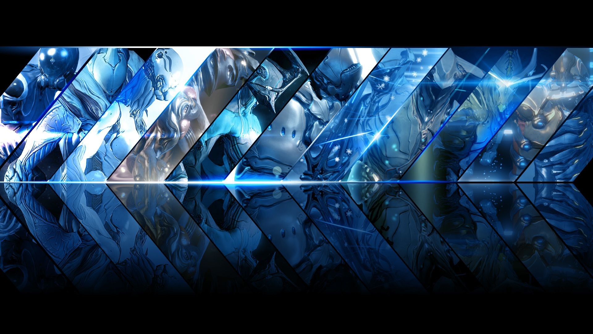 Warframe, Collage, Blu, Arte digitale, 1920x1080, wallpaper desktop
