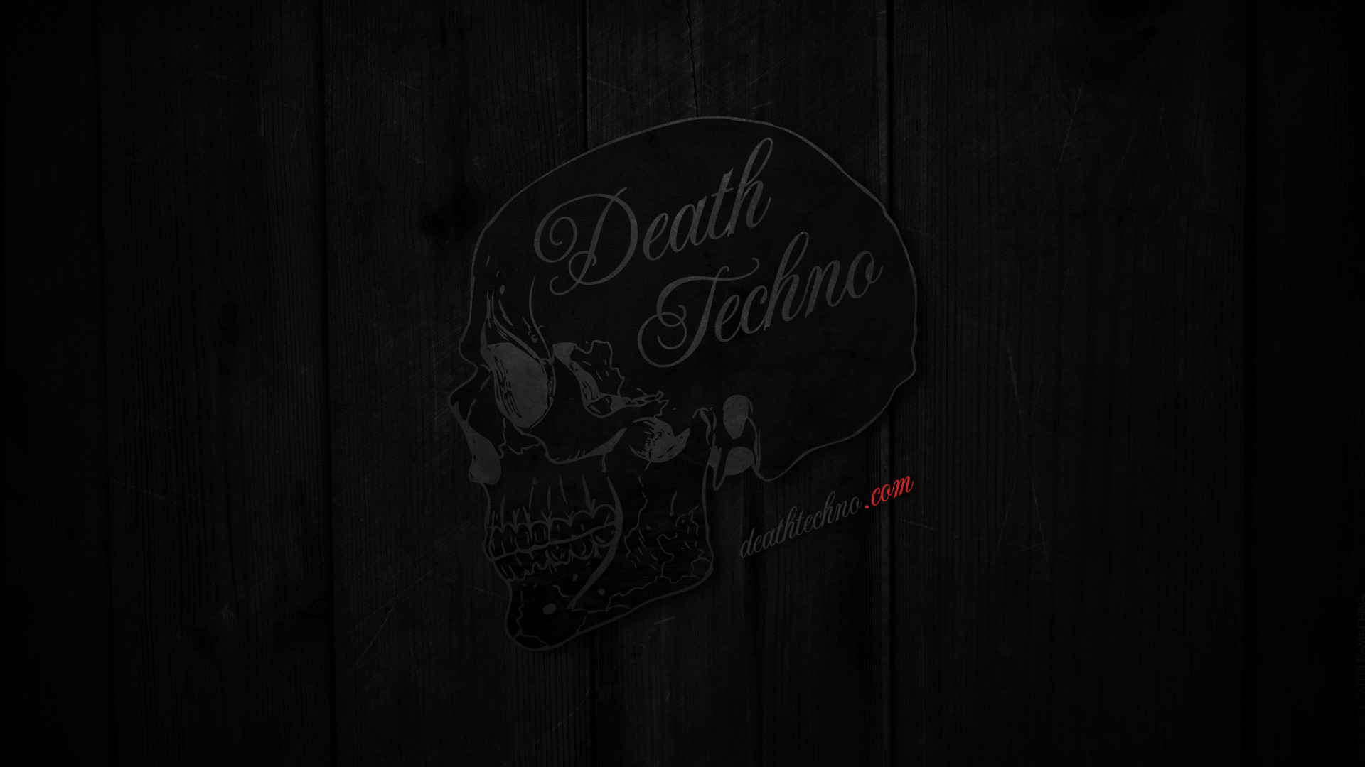 Death Techno, Teschio, Legno scuro, Full HD, sfondo per portatile