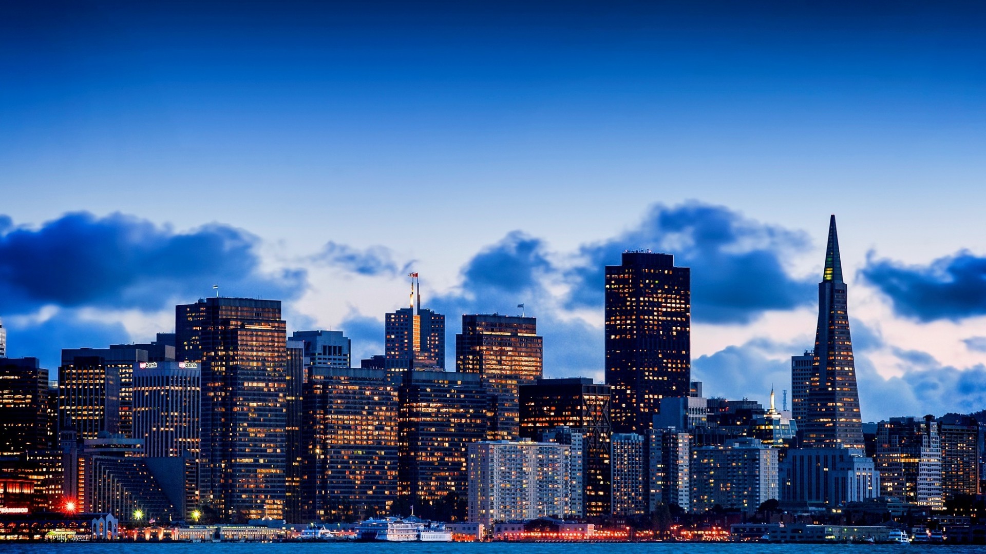 San Francisco, Skyline, Transamerica Pyramid, Cielo blu, Full HD, sfondo per PC