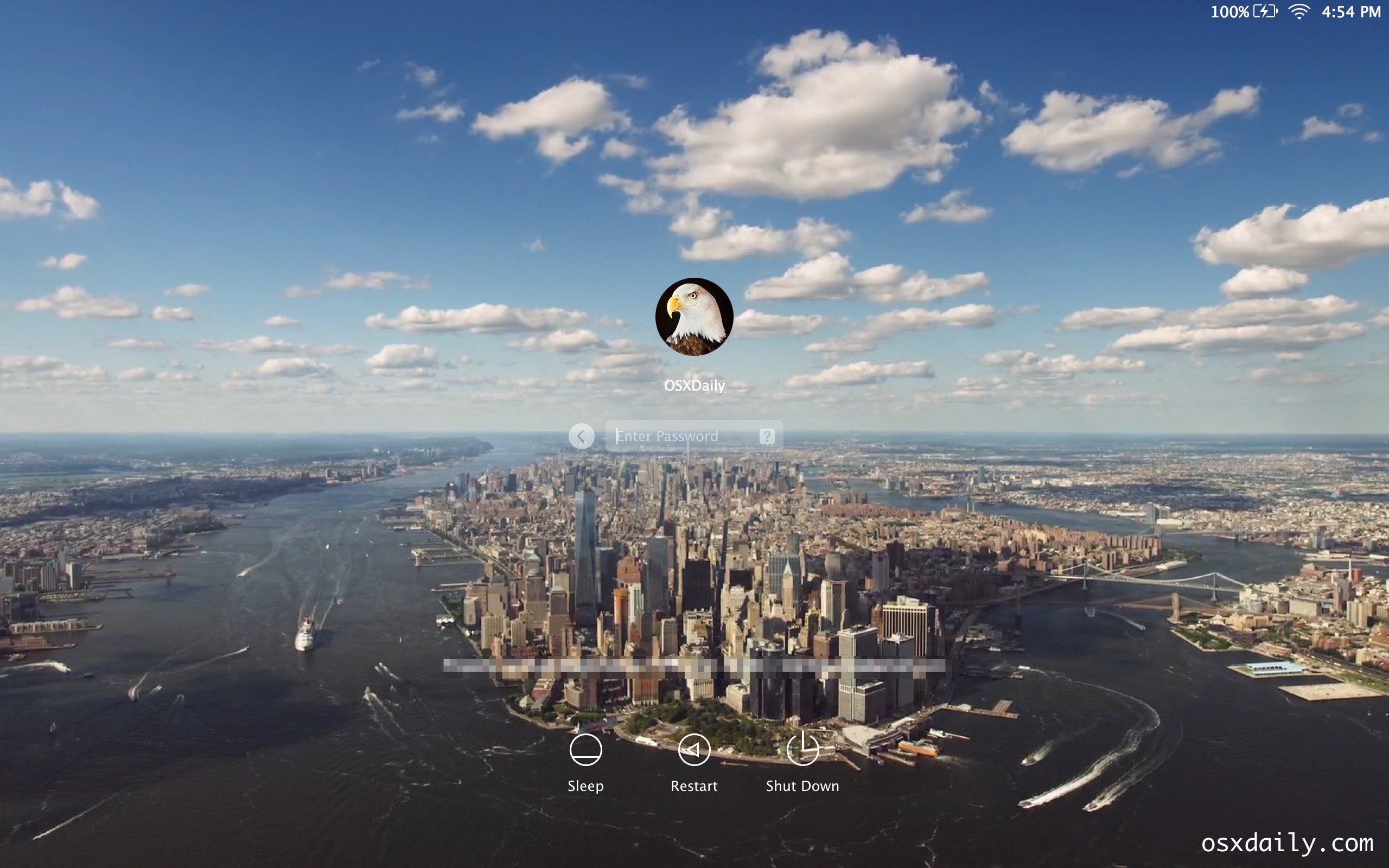 OS X, Schermata di login, Manhattan, New York, Vista aerea, sfondo per Mac