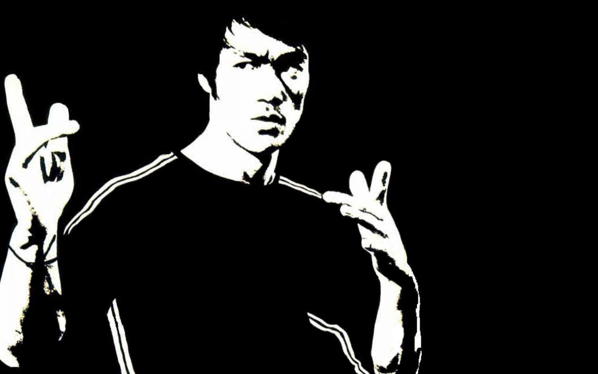 Bruce Lee, Bianco e nero, Stencil, Arti marziali, 1920x1200, immagine di sfondo