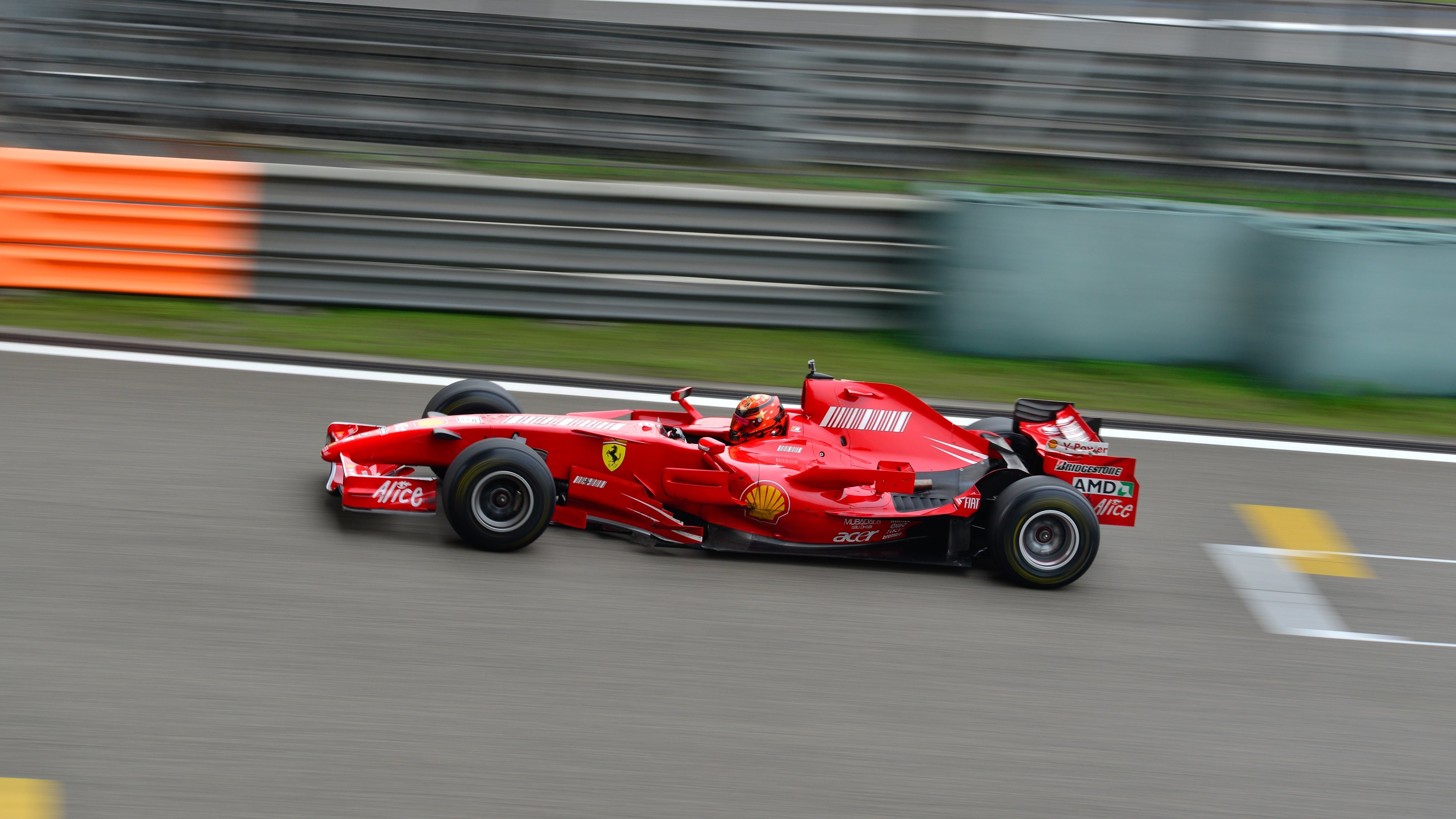 Ferrari F2008, Scuderia Ferrari, Formula 1, Pista, Mosso, 4K, sfondo per portatile