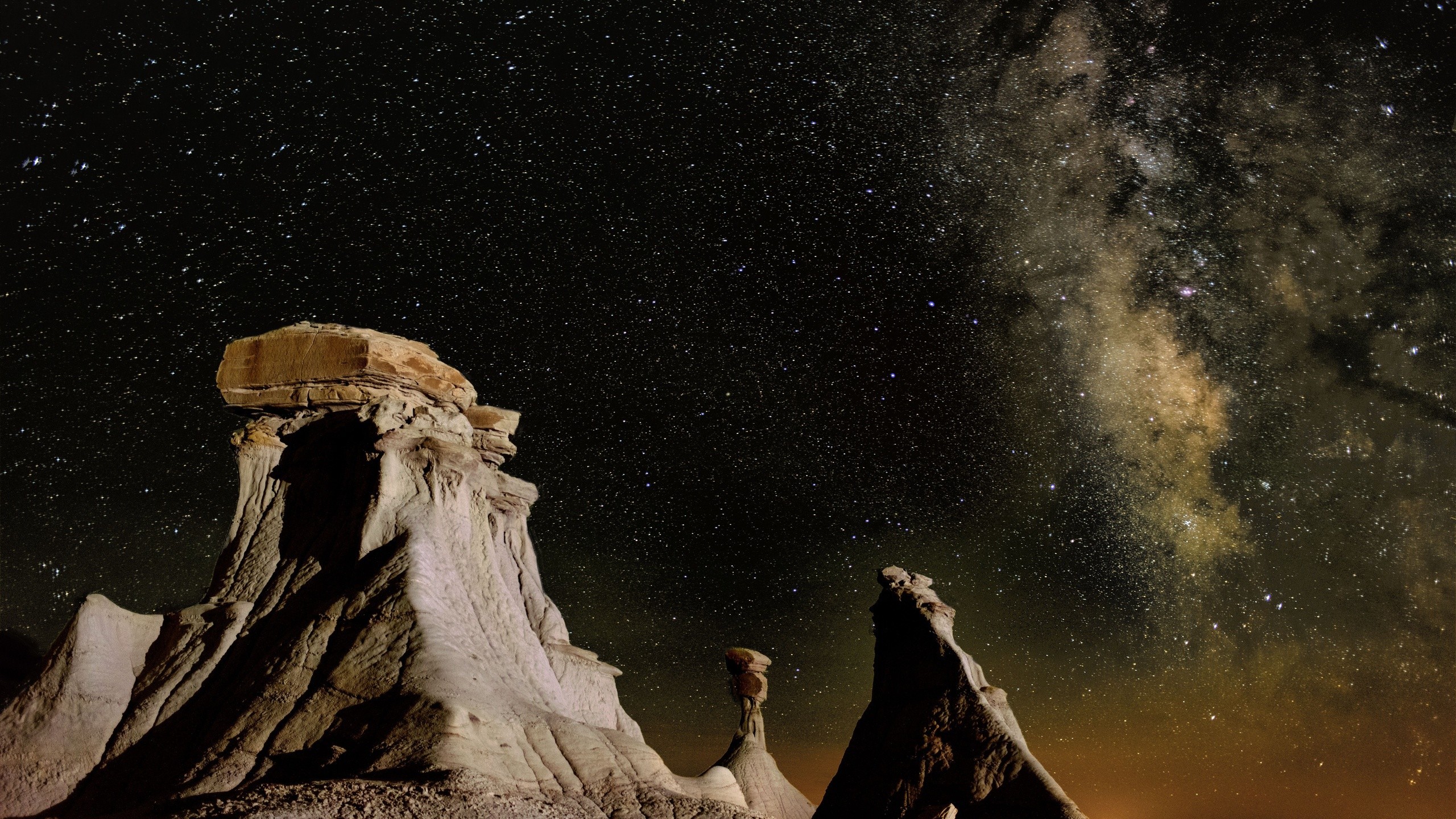 Via Lattea, Hoodoo, Rocce, Notte, 2K, sfondo per PC e portatile