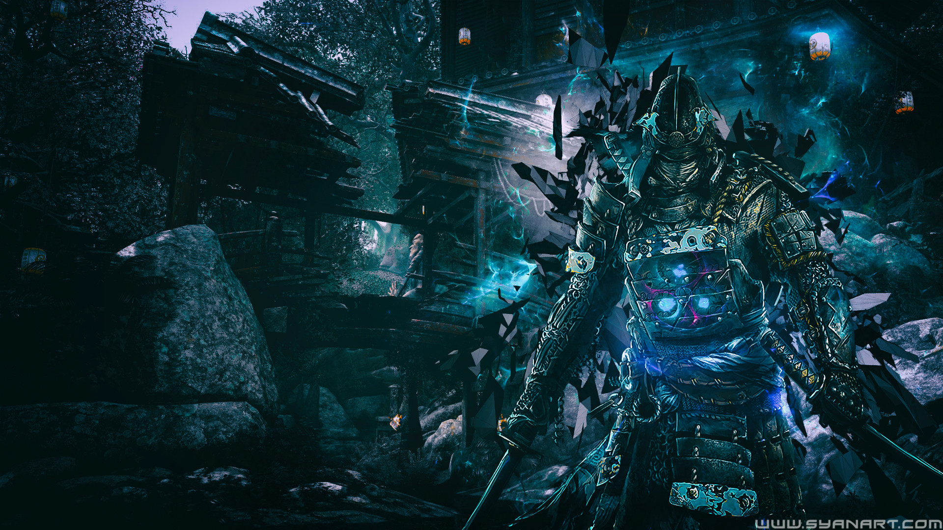 For Honor, Samurai, Arte digitale, Toni blu, Full HD 1080p, sfondo desktop