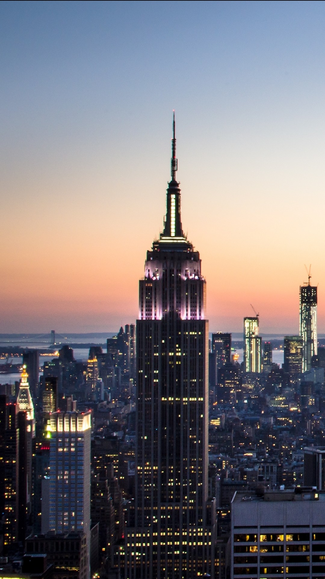 Empire State Building, Manhattan, Crepuscolo, Full HD, sfondo per smartphone