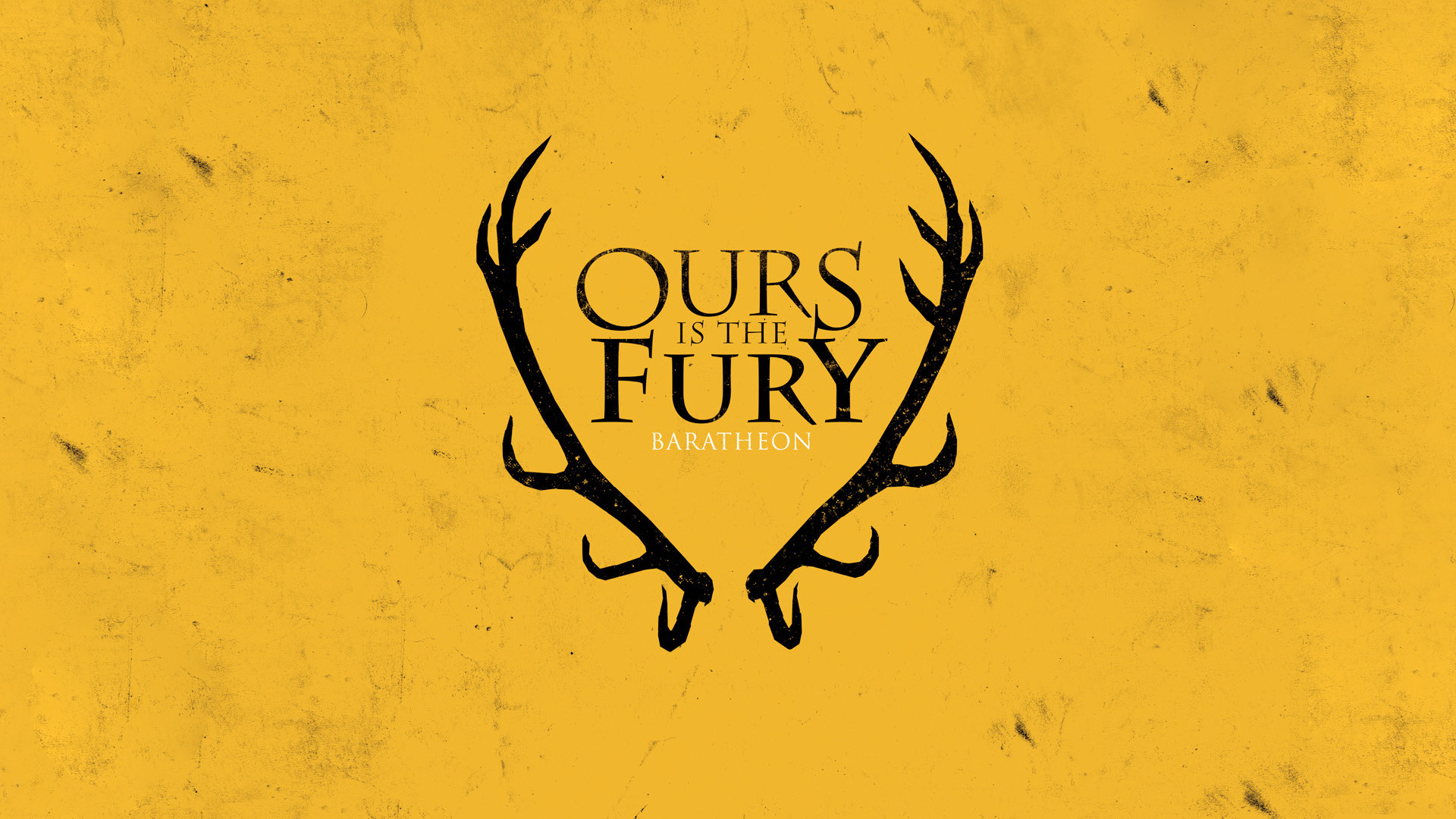 Casa Baratheon, Ours Is the Fury, Cervo, Il Trono di Spade, Sfondo giallo, wallpaper desktop Full HD