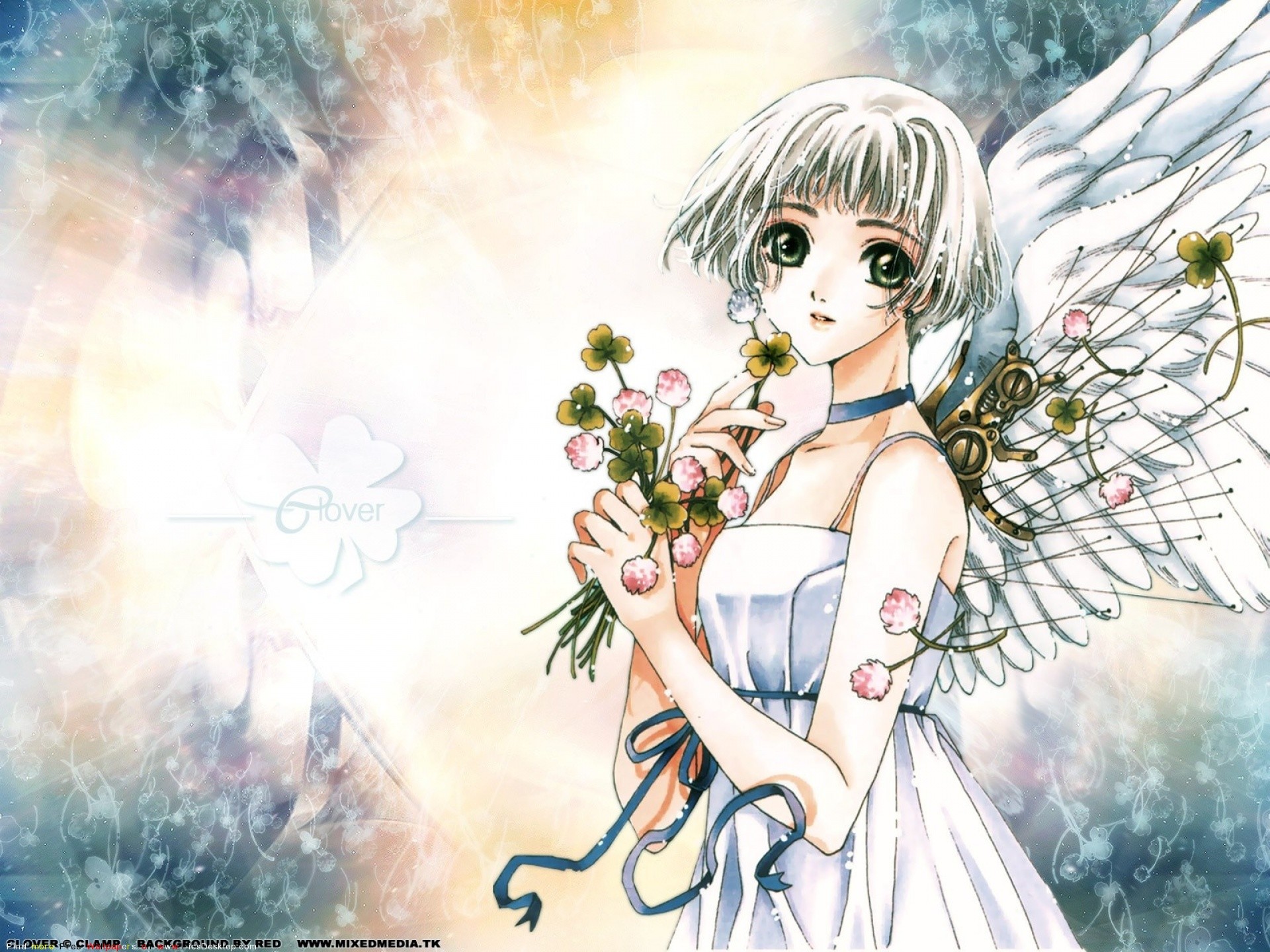 Ragazza angelo, Ali, Fiori, Anime, Full HD, schermata di blocco iPad