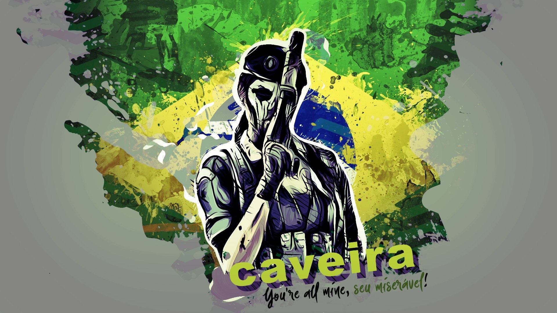 Rainbow Six Siege, Caveira, Bandiera brasiliana, BOPE, Full HD, wallpaper desktop