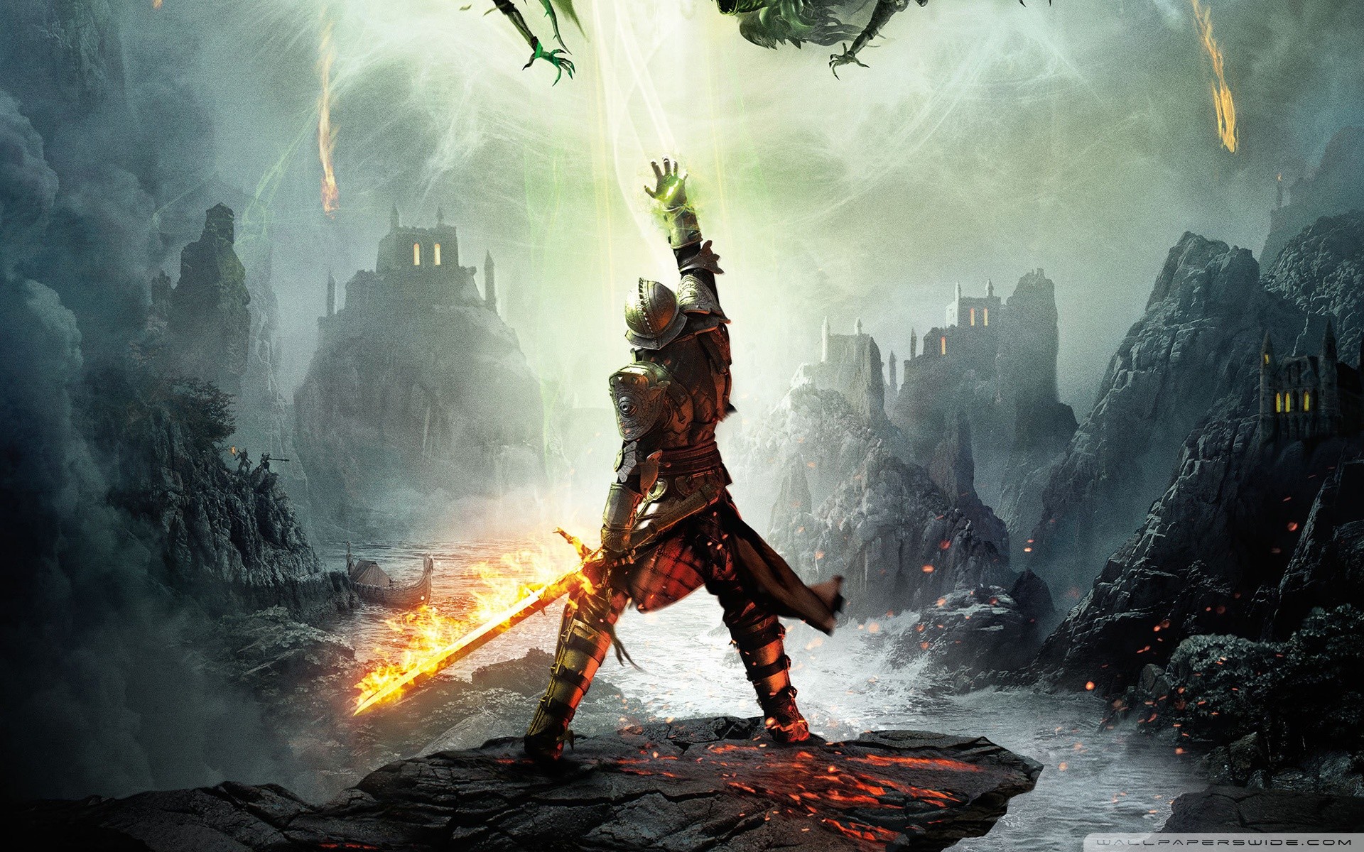 Inquisitore, Dragon Age: Inquisition, Spada infuocata, Varco, 1920x1200, sfondo per PC