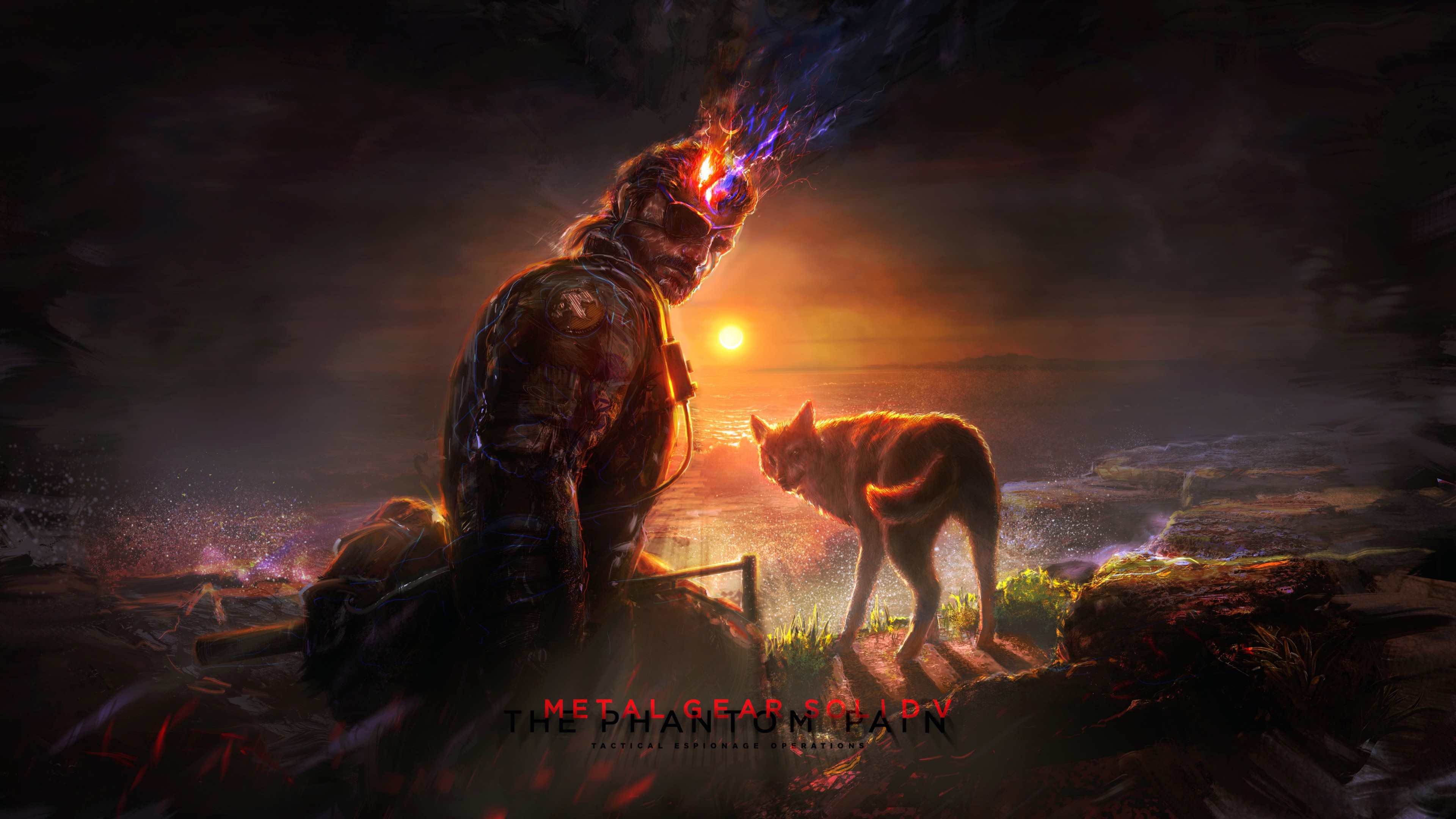 Metal Gear Solid V: The Phantom Pain, Venom Snake, D-Dog, Tramonto, wallpaper per portatile