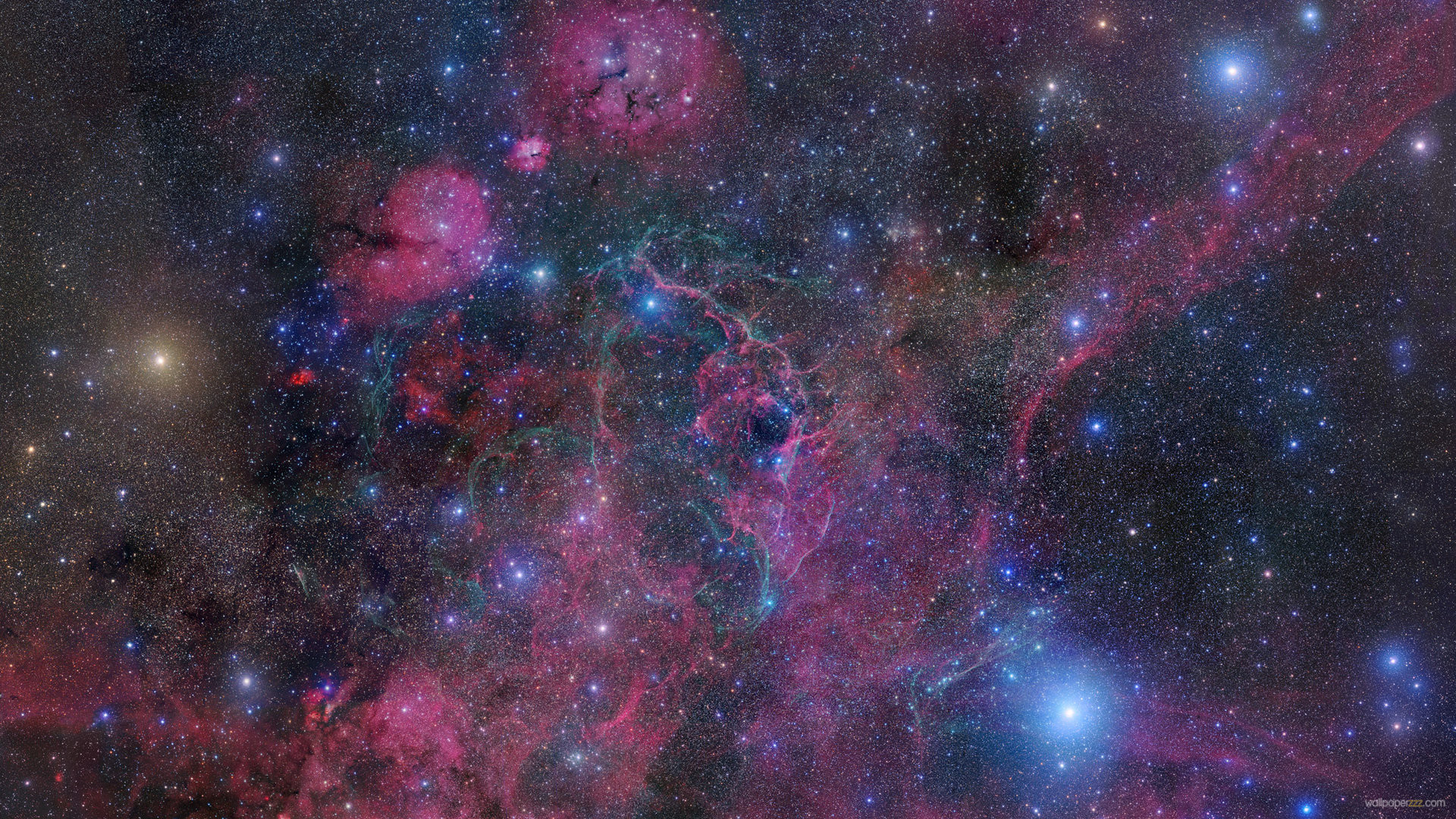 Nebulosa, Rosa, Stelle, Spazio profondo, Full HD, sfondo per PC e portatile