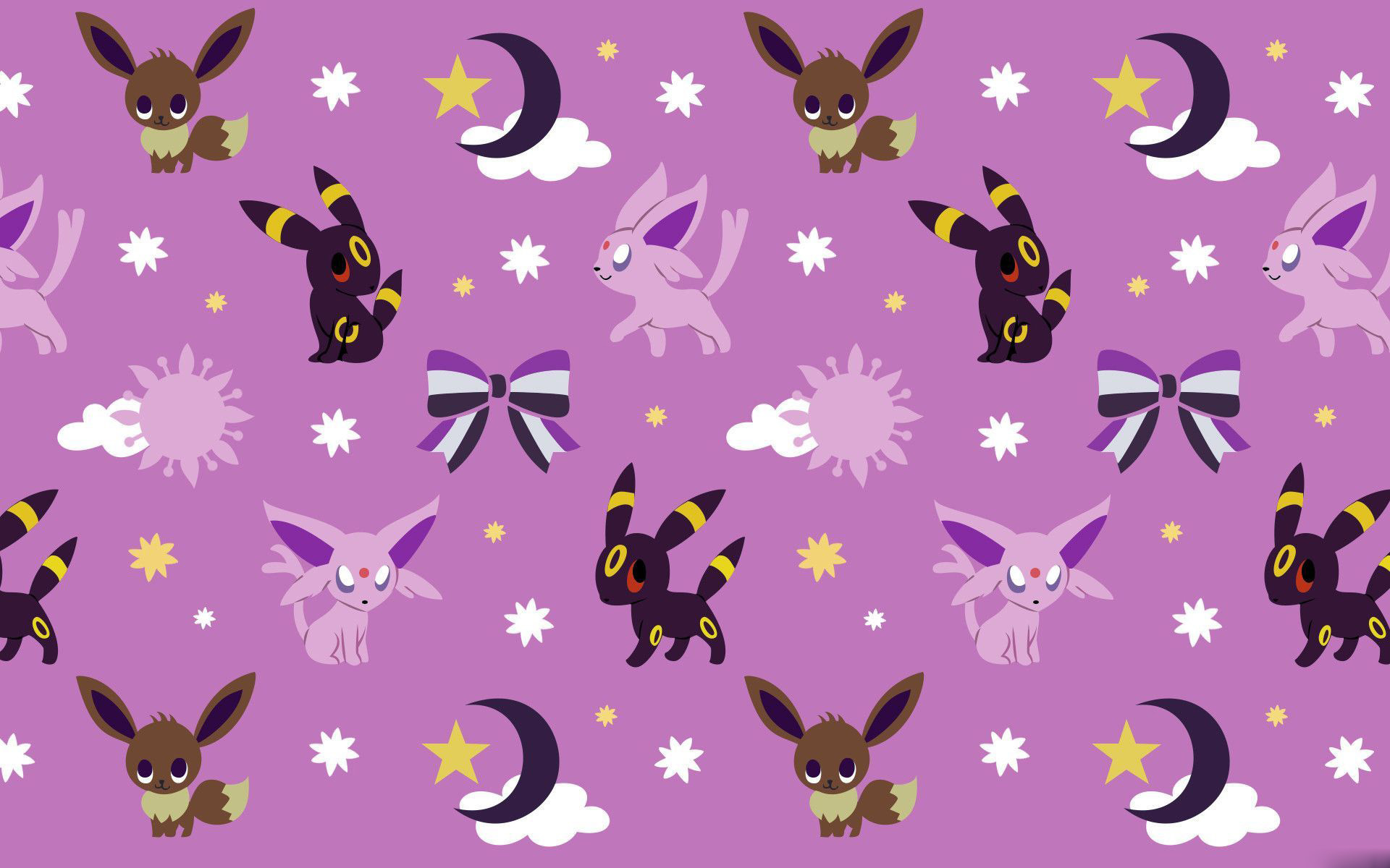 Umbreon, Espeon, Eevee, Pokémon, Motivo, Lilla, 1920x1200, immagine di sfondo