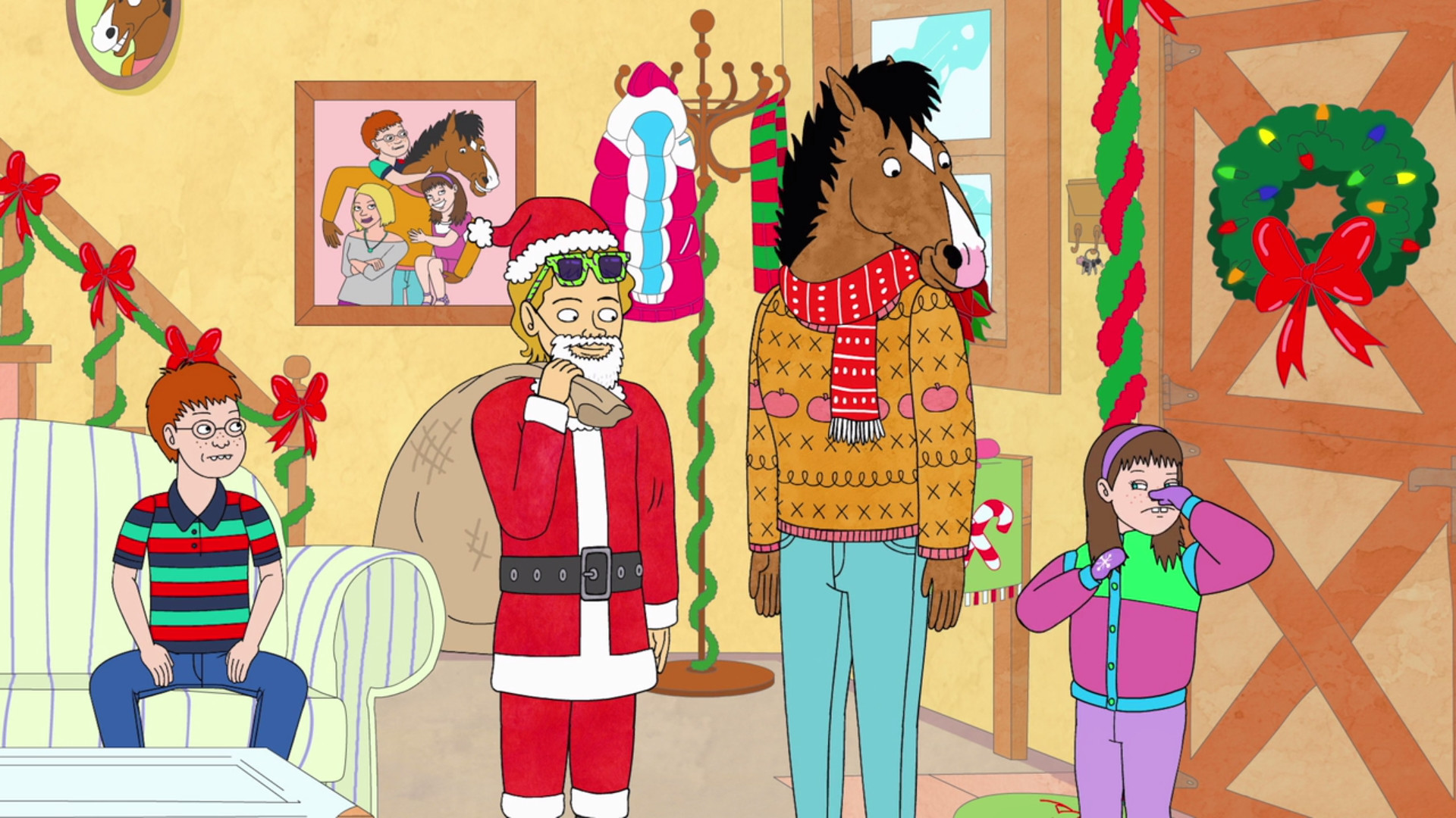 BoJack Horseman, Horsin' Around, Natale, Babbo Natale, Full HD 1080p, sfondo desktop