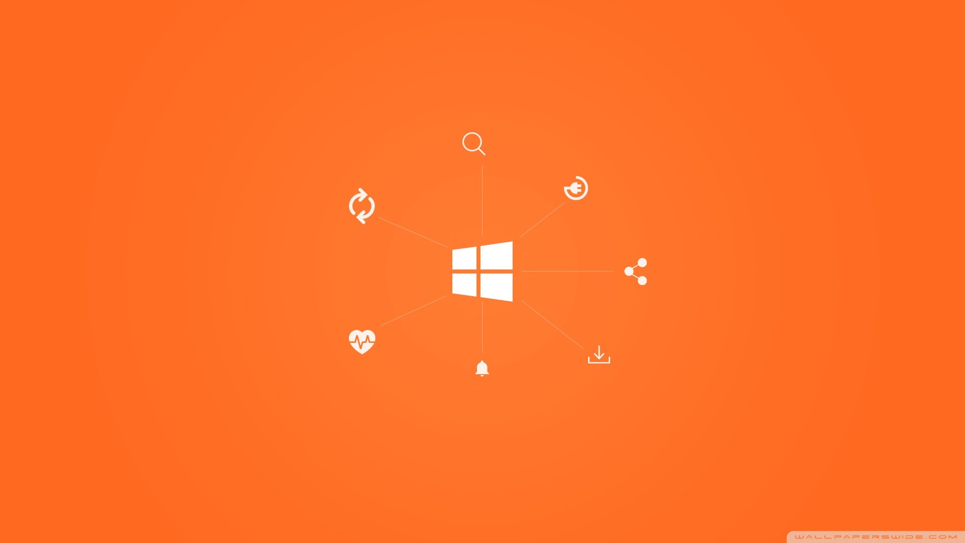 Windows 10, Logo Windows, Icone, Arancione, Full HD, sfondo desktop