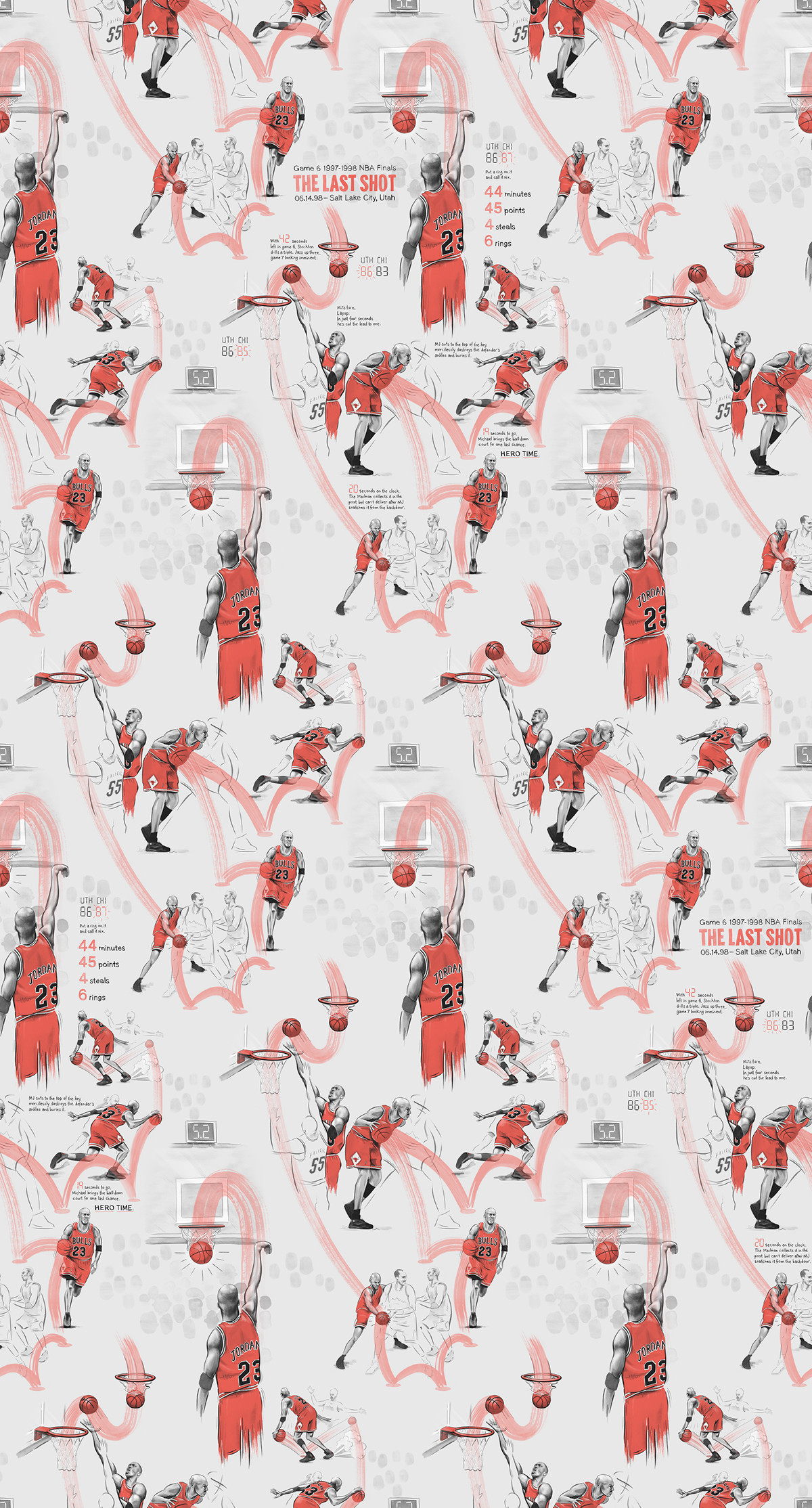 Michael Jordan, Chicago Bulls, Motivo, Illustrazione, Full HD, sfondo verticale per cellulare