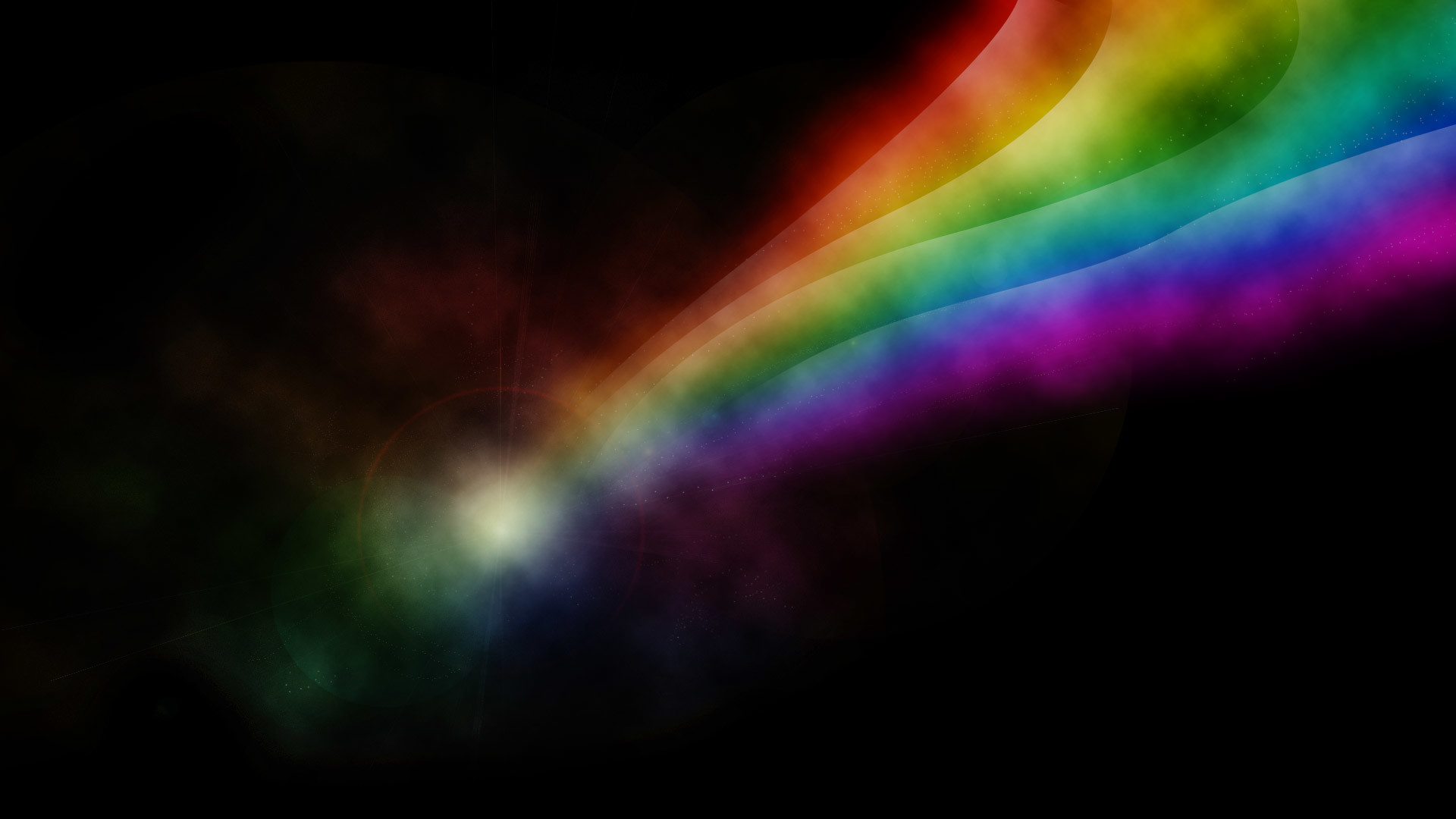 Arcobaleno, Scia luminosa, Sfondo nero, Full HD, wallpaper per PC